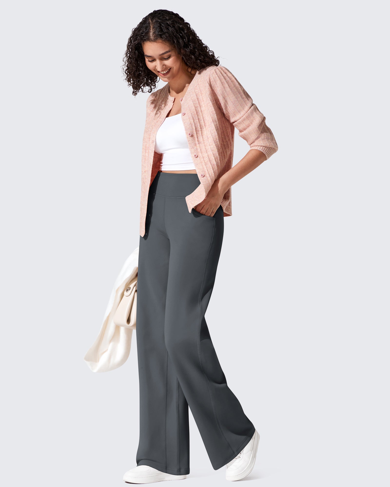 G4Free - EverGoing Fleece Lined High-Waist Wide Leg Thermal Trousers -GF24J230AA-S