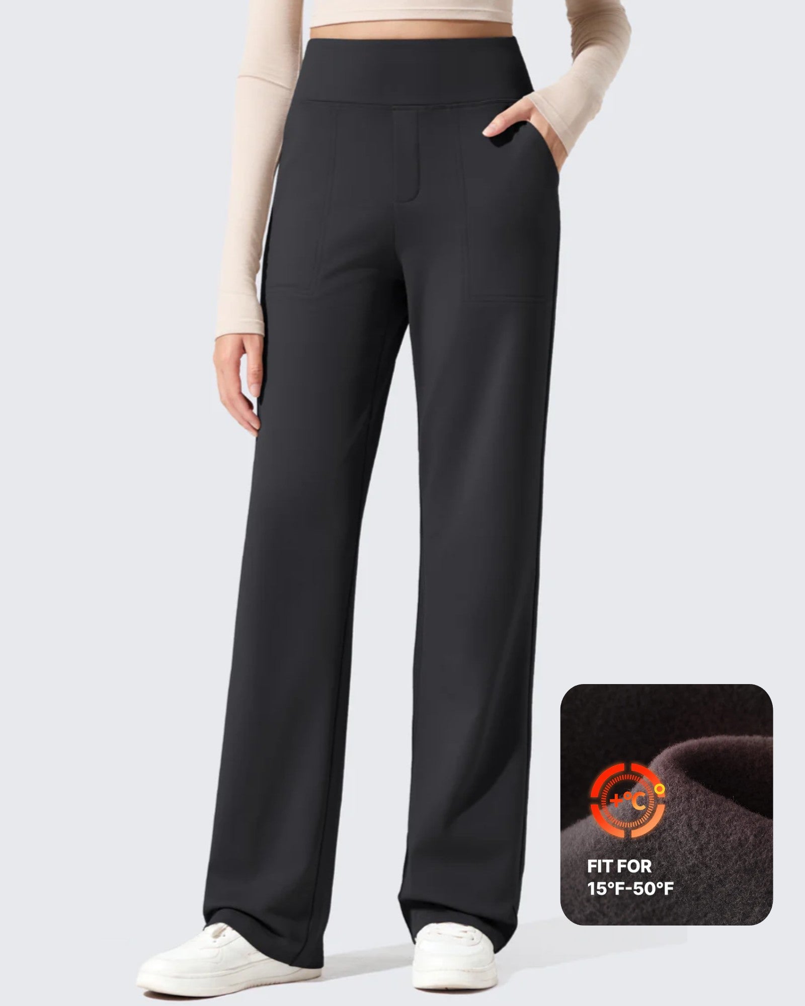 G4Free - EverGoing Fleece Lined High-Waisted Dressy Pants -GF24J238AA-S