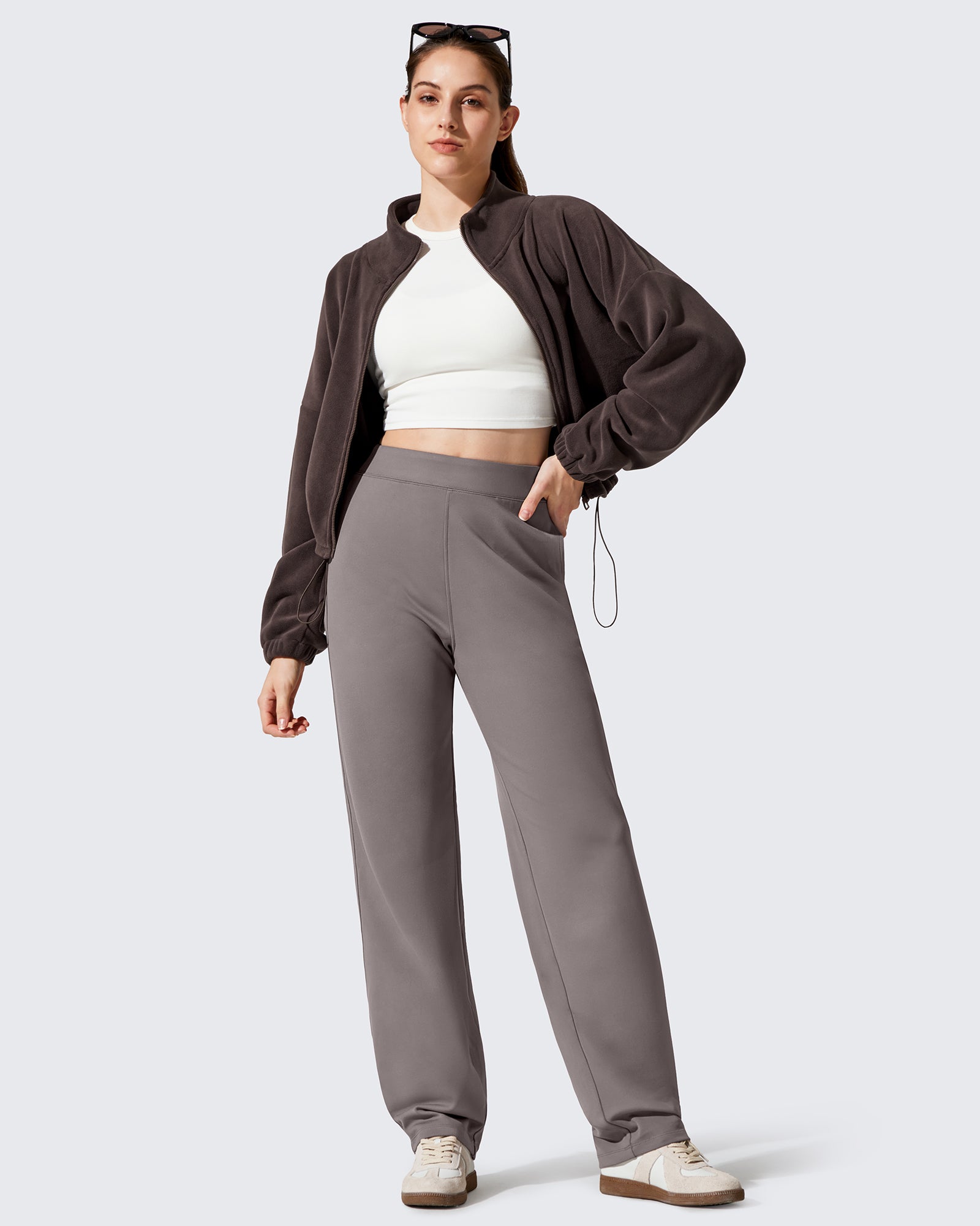 G4Free - EverGoing Fleece Lined Loose Warm Narrow Legs Pants -GF25J684AF-XS