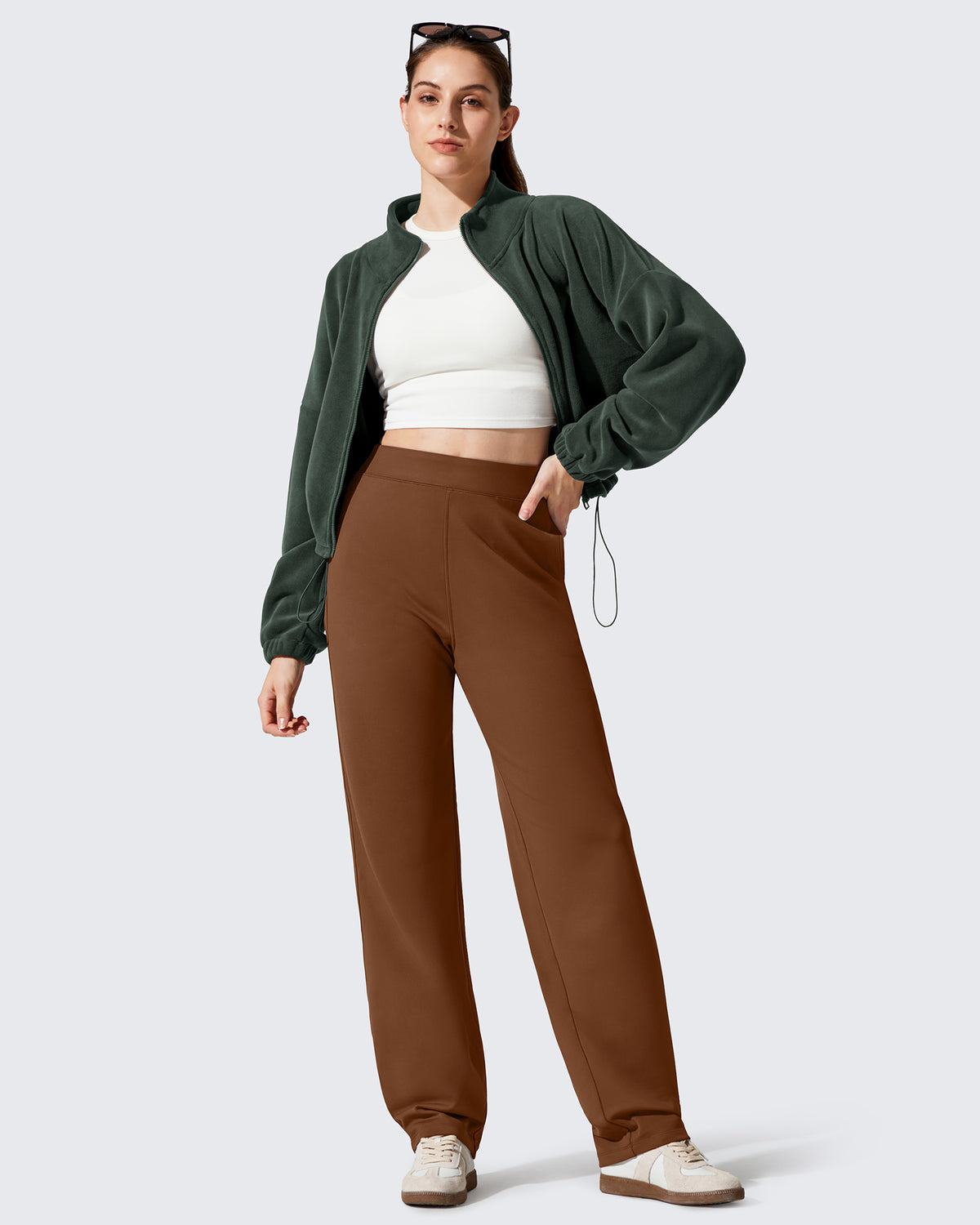 G4Free - EverGoing Fleece Lined Loose Warm Narrow Legs Pants -GF25J684AF-XS