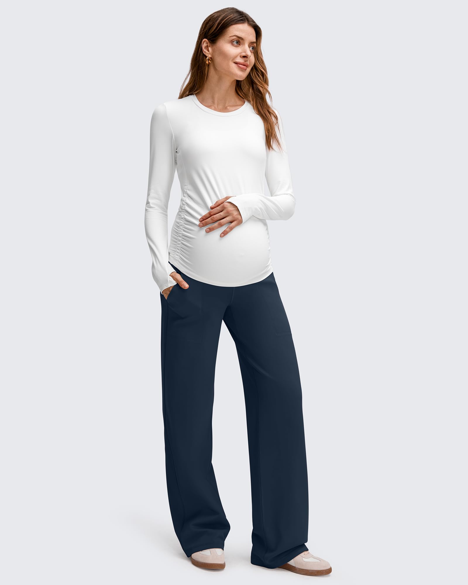 G4Free - EverGoing Fleece Lined Maternity Wide Leg Pants -GF25JY599AF-XS