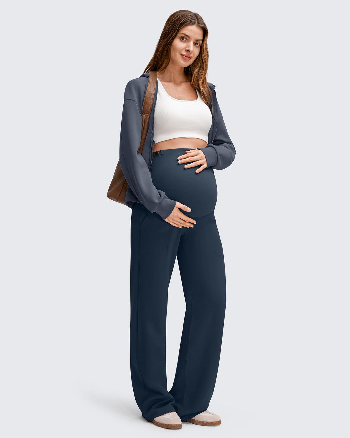 G4Free - EverGoing Fleece Lined Maternity Wide Leg Pants -GF25JY599AF-XS