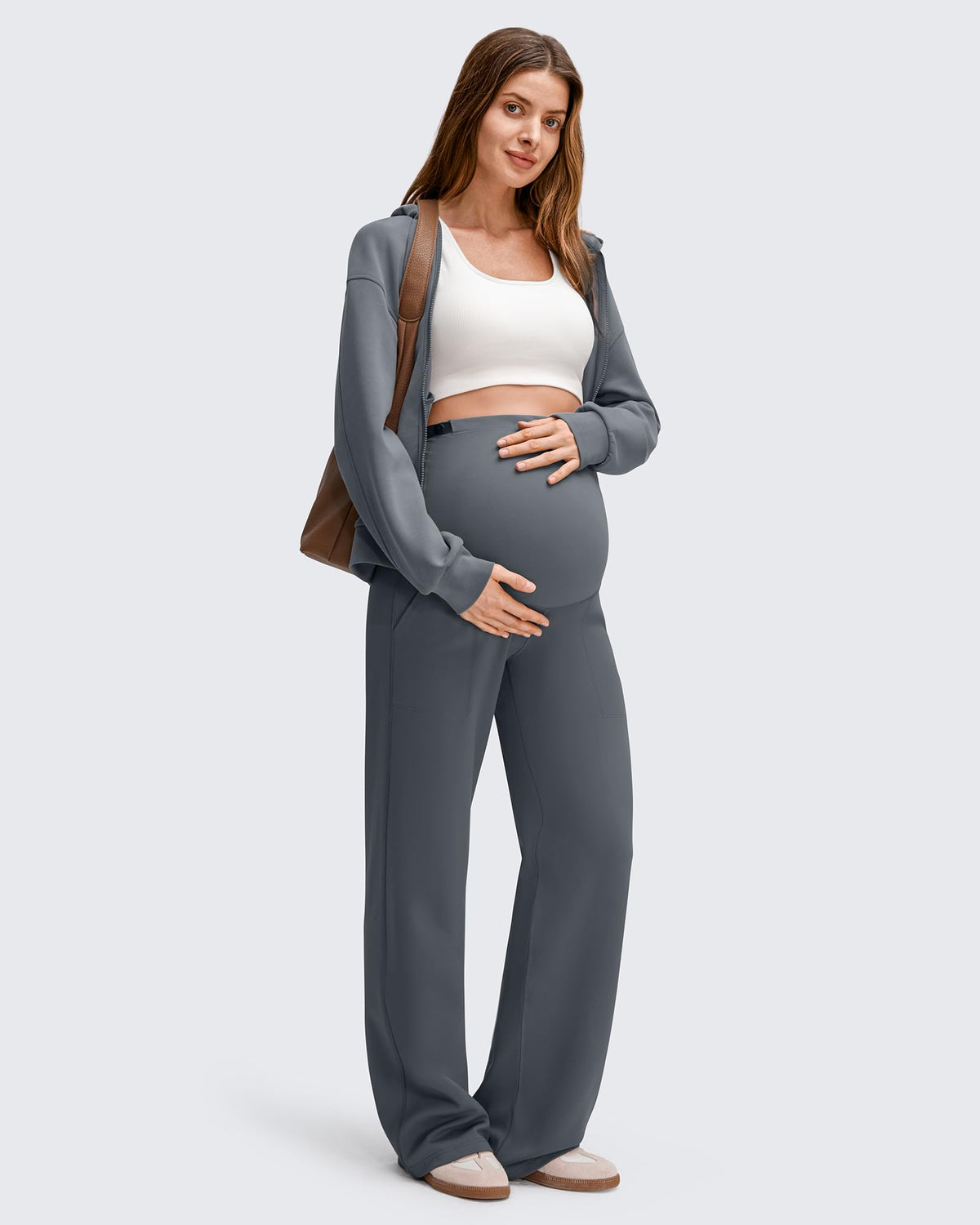 G4Free - EverGoing Fleece Lined Maternity Wide Leg Pants -GF25JY599AF-XS