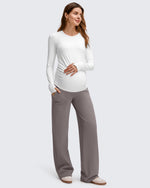 G4Free - EverGoing Fleece Lined Maternity Wide Leg Pants -GF25JY599AF-XS