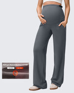 G4Free - EverGoing Fleece Lined Maternity Wide Leg Pants -GF25JY599AF-XS