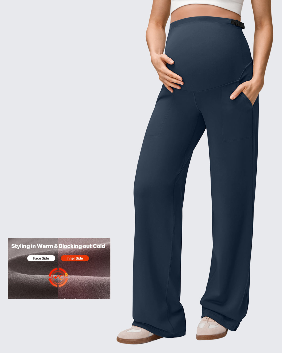G4Free - EverGoing Fleece Lined Maternity Wide Leg Pants -GF25JY599CF-XS