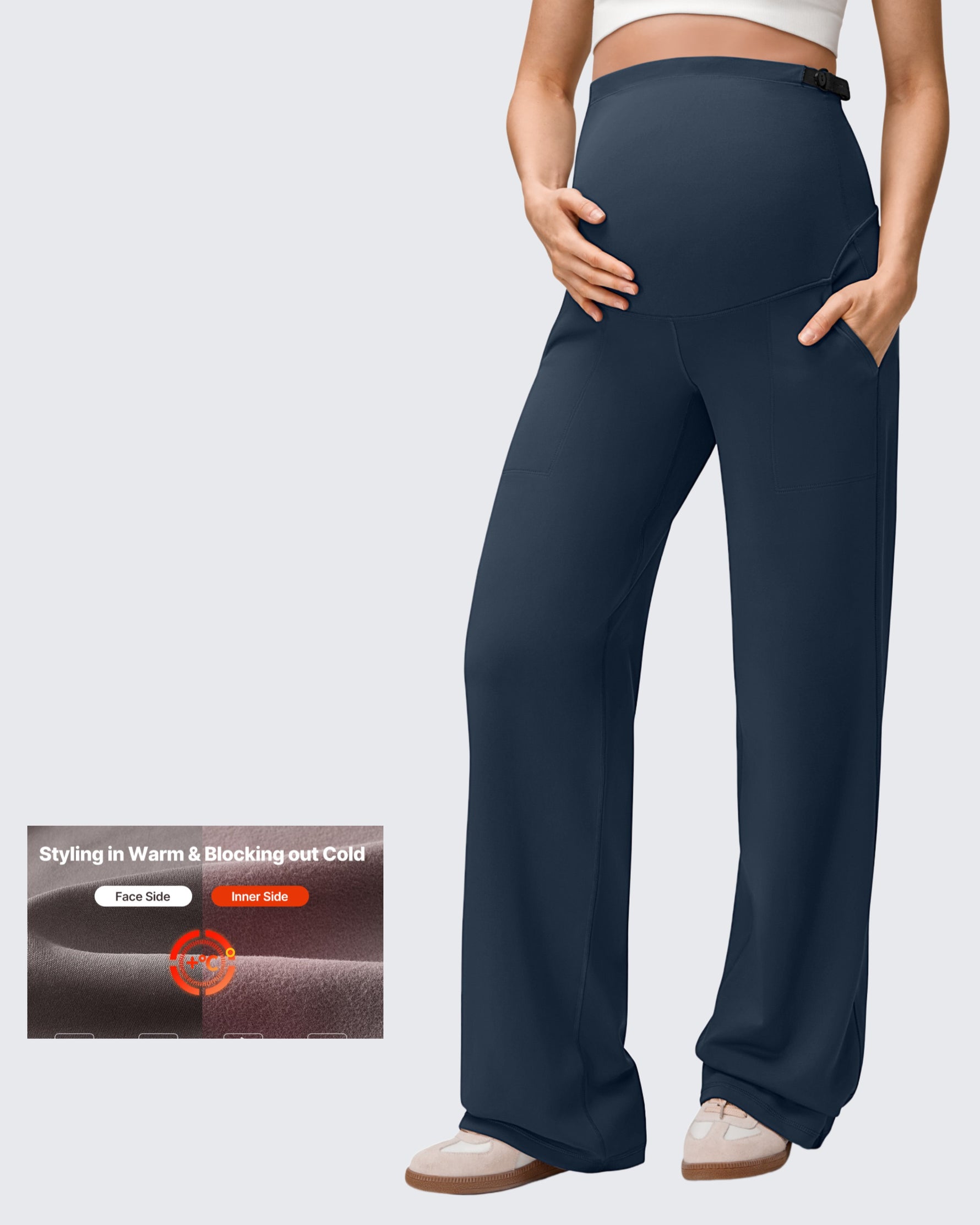 G4Free - EverGoing Fleece Lined Maternity Wide Leg Pants -GF25JY599CF-XS