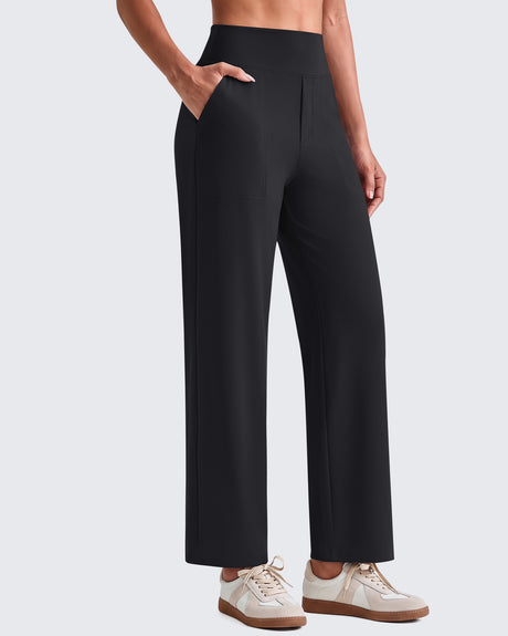 G4Free - EverGoing Fleece Lined Wide Leg Ankle Pants Mock Fly -GF26J1024A001F-XS