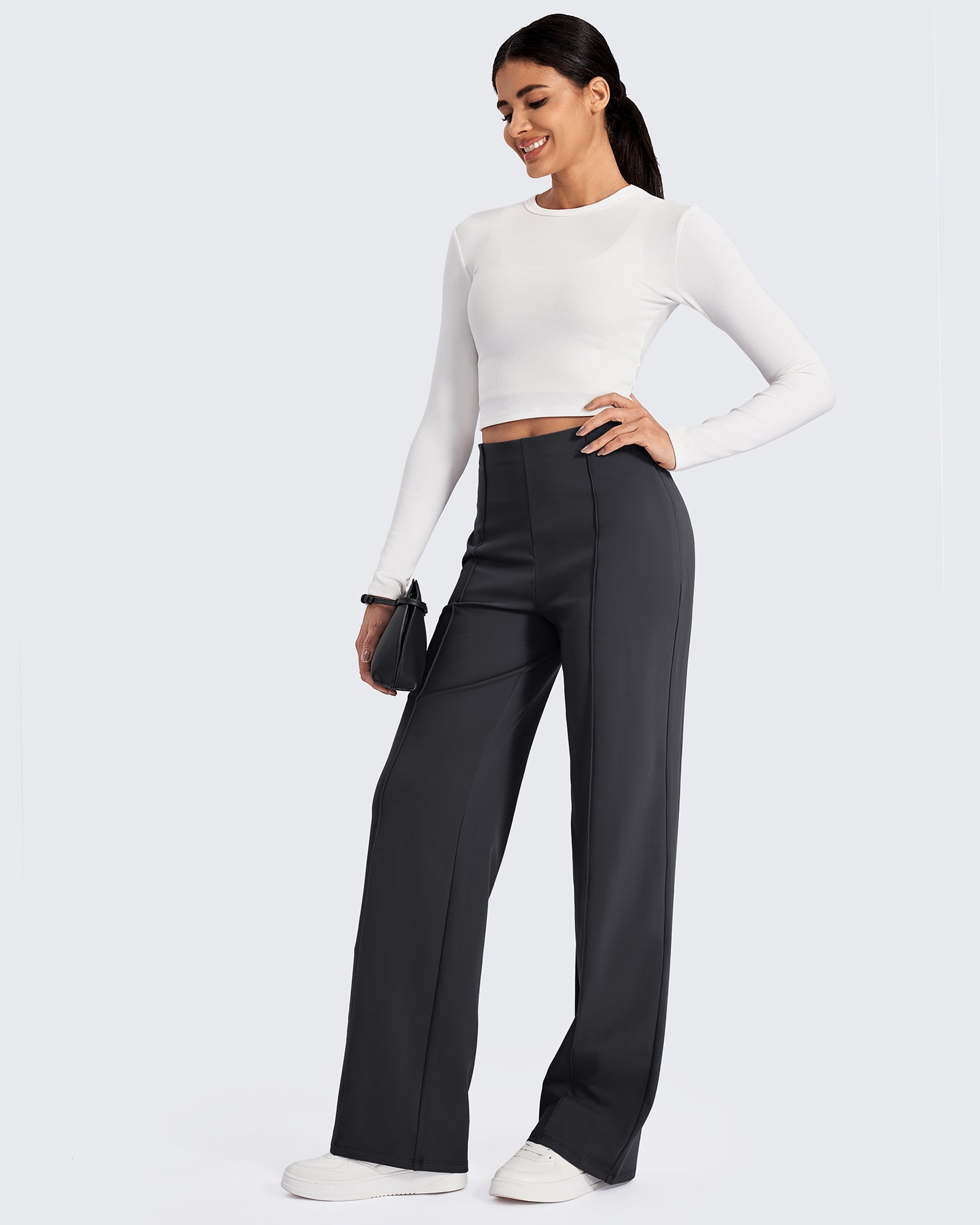 G4Free - EverGoing Front Pleats Wide Leg Pants -GF24J276AA-S