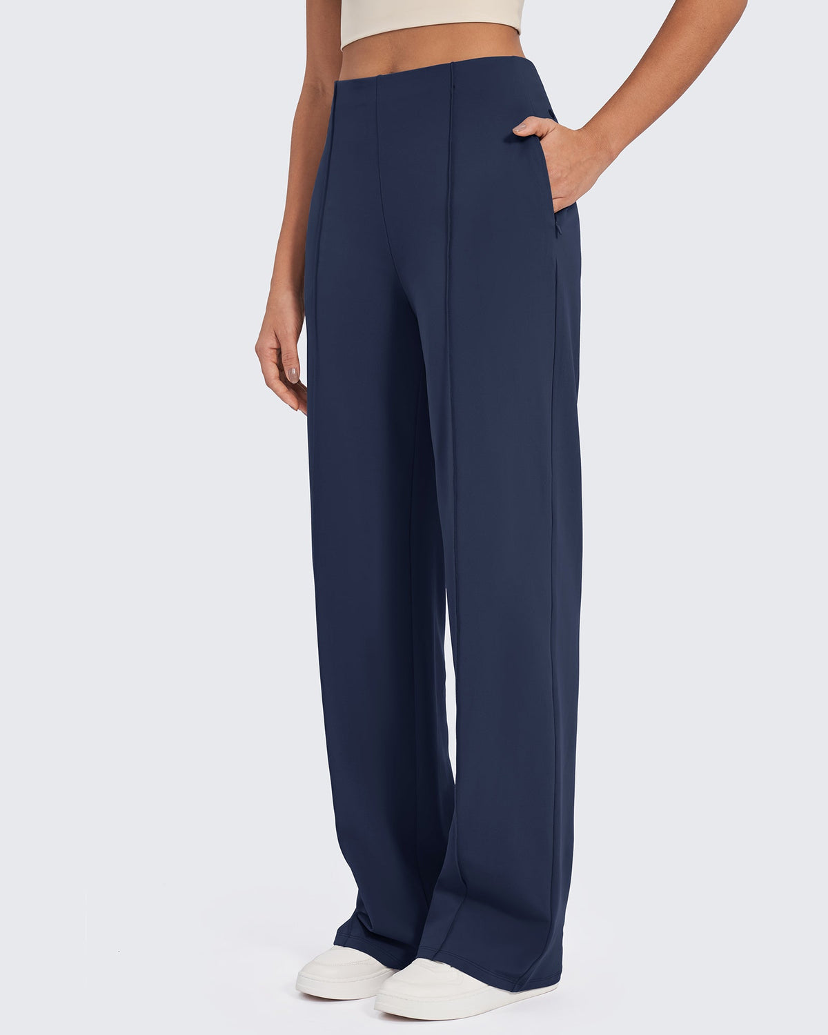 G4Free - EverGoing Front Pleats Wide Leg Pants -GF24J276AA-S