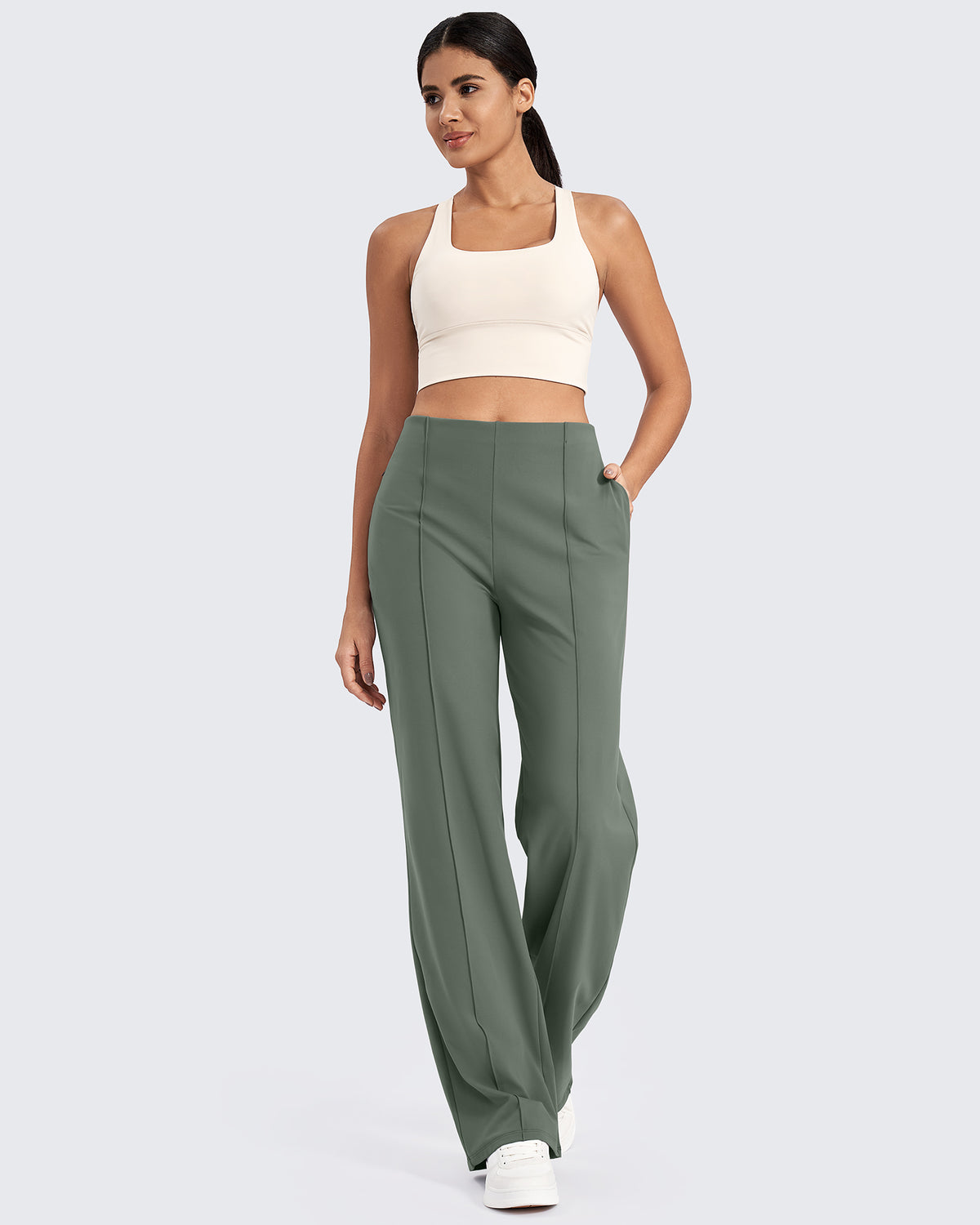 G4Free - EverGoing Front Pleats Wide Leg Pants -GF24J276AA-S