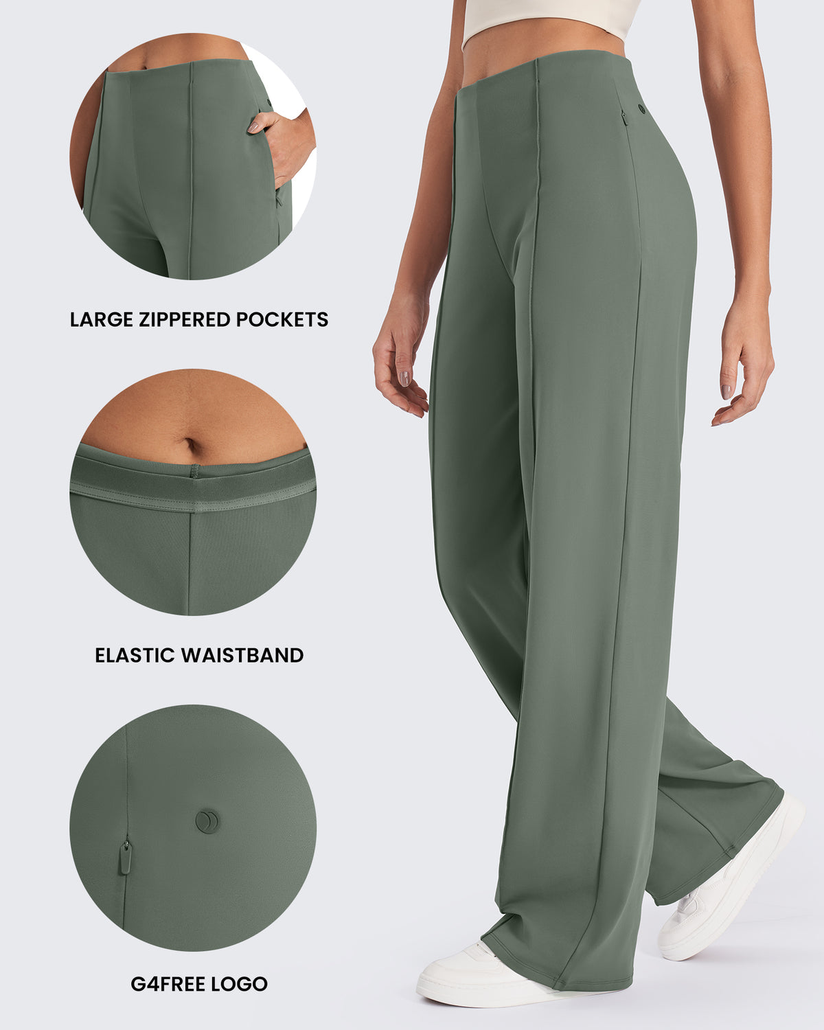 G4Free - EverGoing Front Pleats Wide Leg Pants -GF24J276AA-S