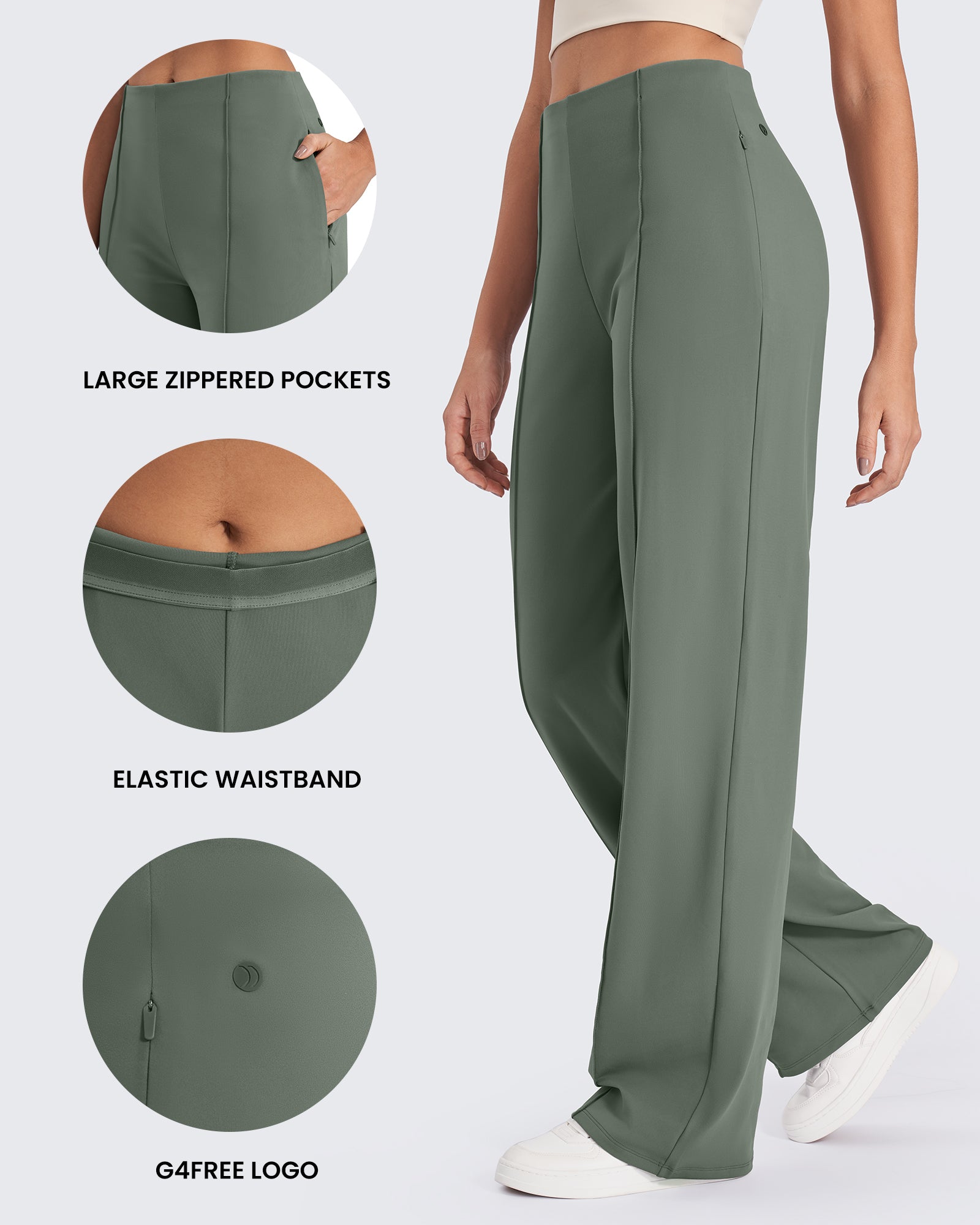 G4Free - EverGoing Front Pleats Wide Leg Pants -GF24J276AA-S