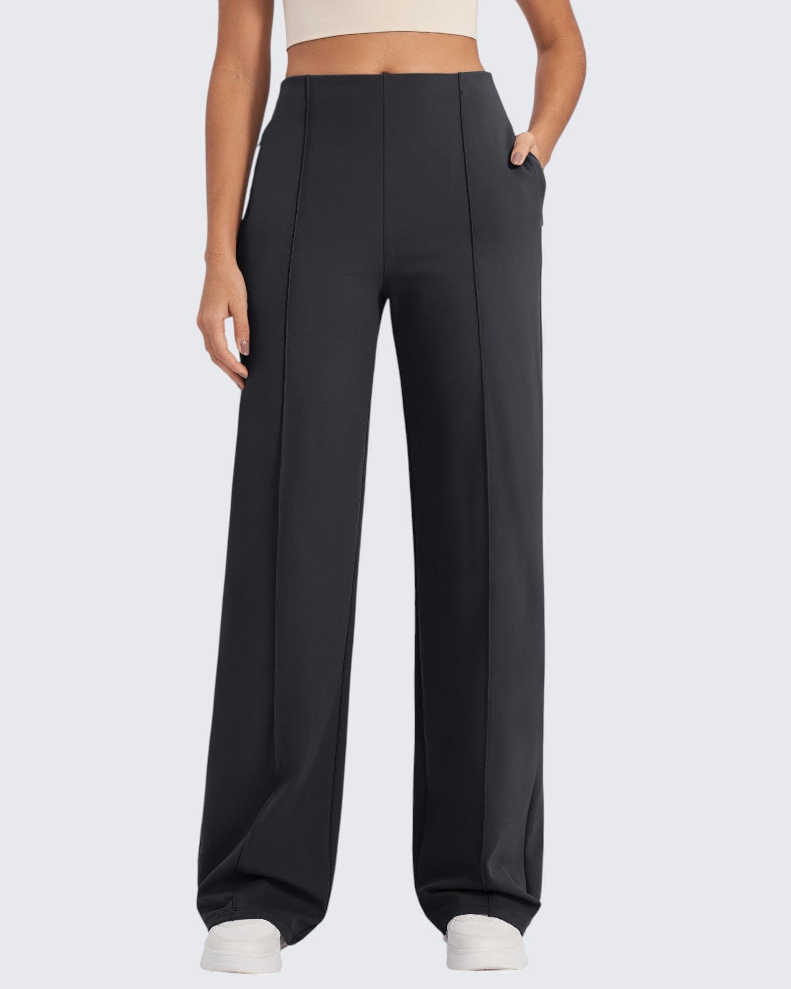 G4Free - EverGoing Front Pleats Wide Leg Pants -GF24J276AA-S