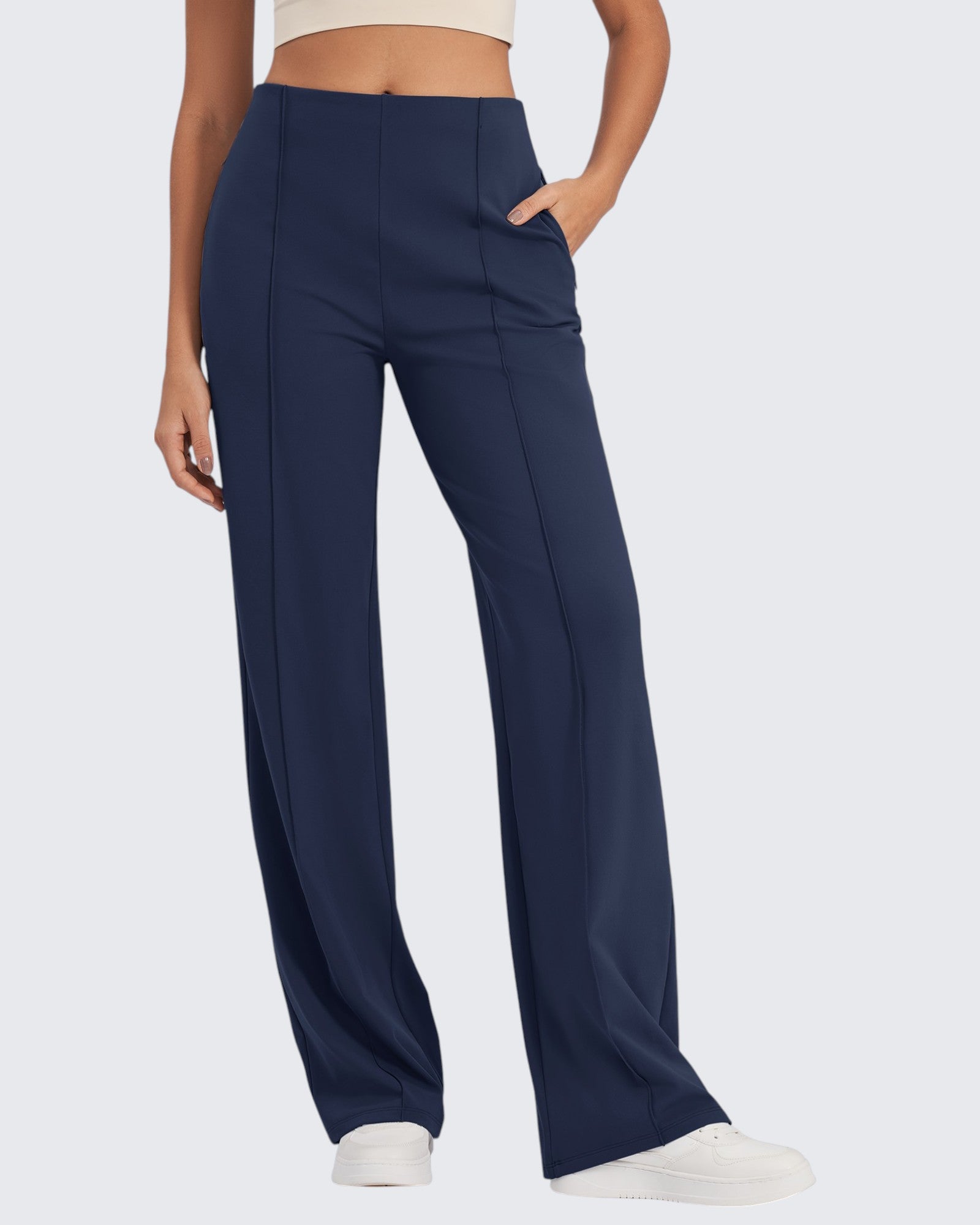 G4Free - EverGoing Front Pleats Wide Leg Pants -GF24J276AA-S