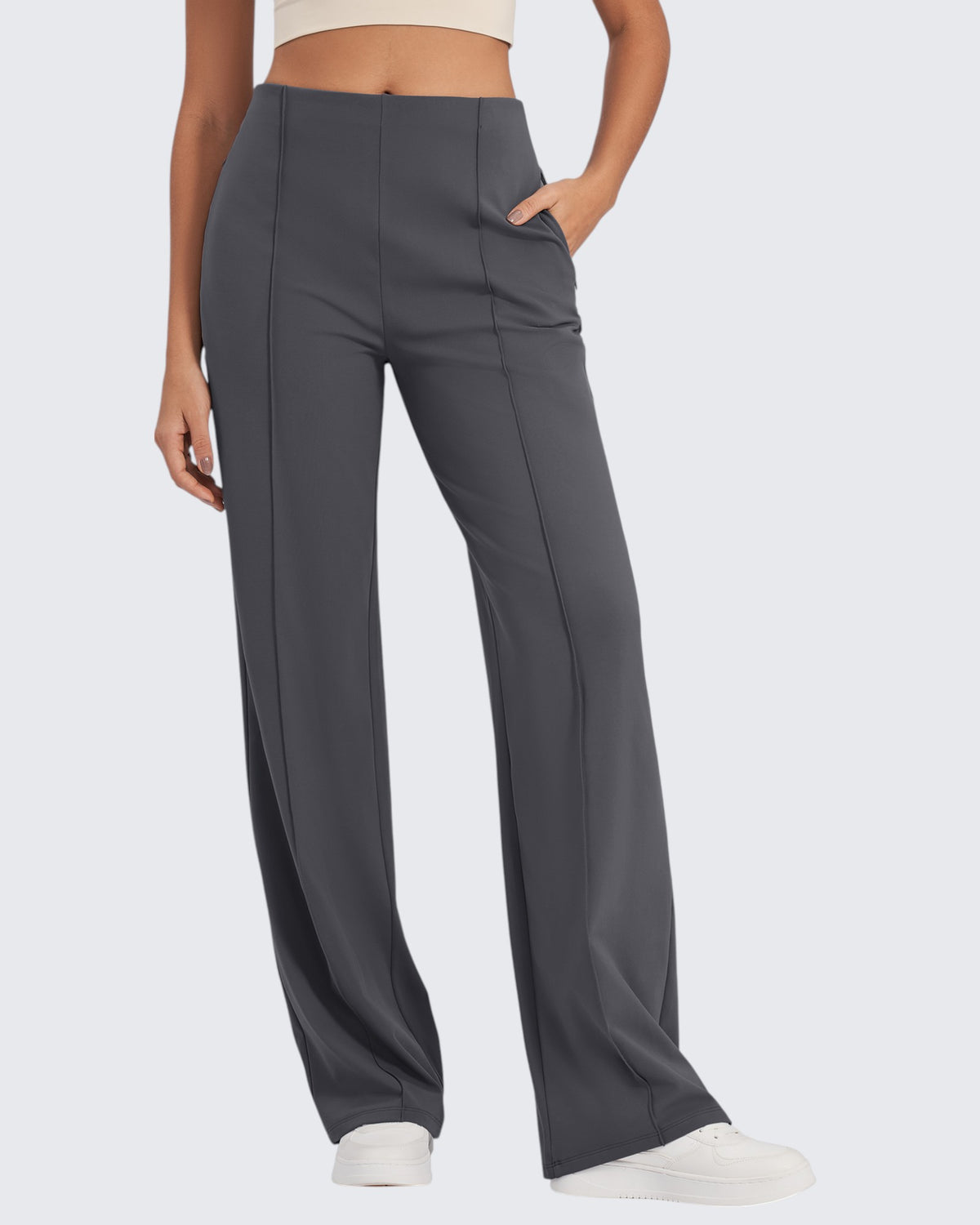 G4Free - EverGoing Front Pleats Wide Leg Pants -GF24J276AA-S