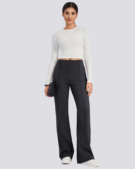 G4Free - EverGoing Front Pleats Wide Leg Pants -GF24J276AA-S