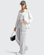 G4Free - EverGoing High-Waist 4 Pockets Wide Leg Cargo Pants -GF26J798A001A-S