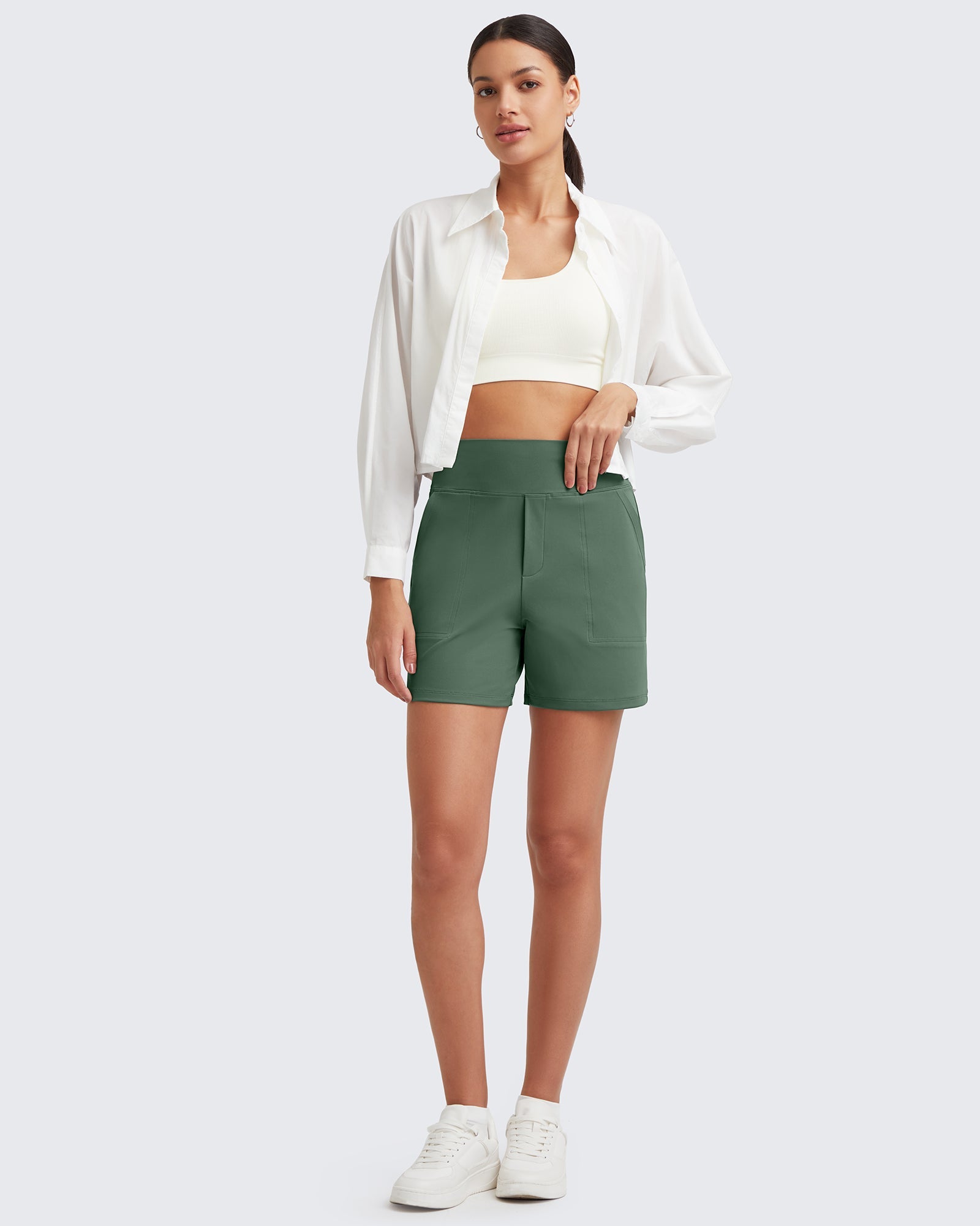 G4Free - EverGoing High-Waist Burmuda Athletic Shorts 5'' -GF25E342AF-XS