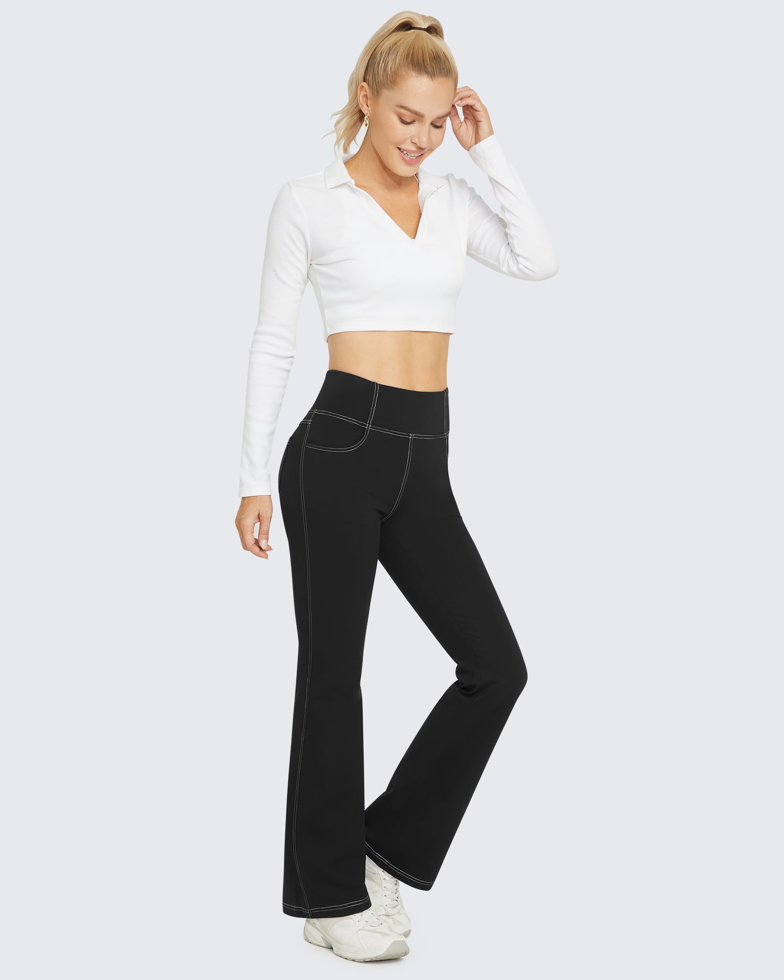 G4Free - EverGoing High Waist Flare Work Pants 4 Pockets -GF23A168AA-S