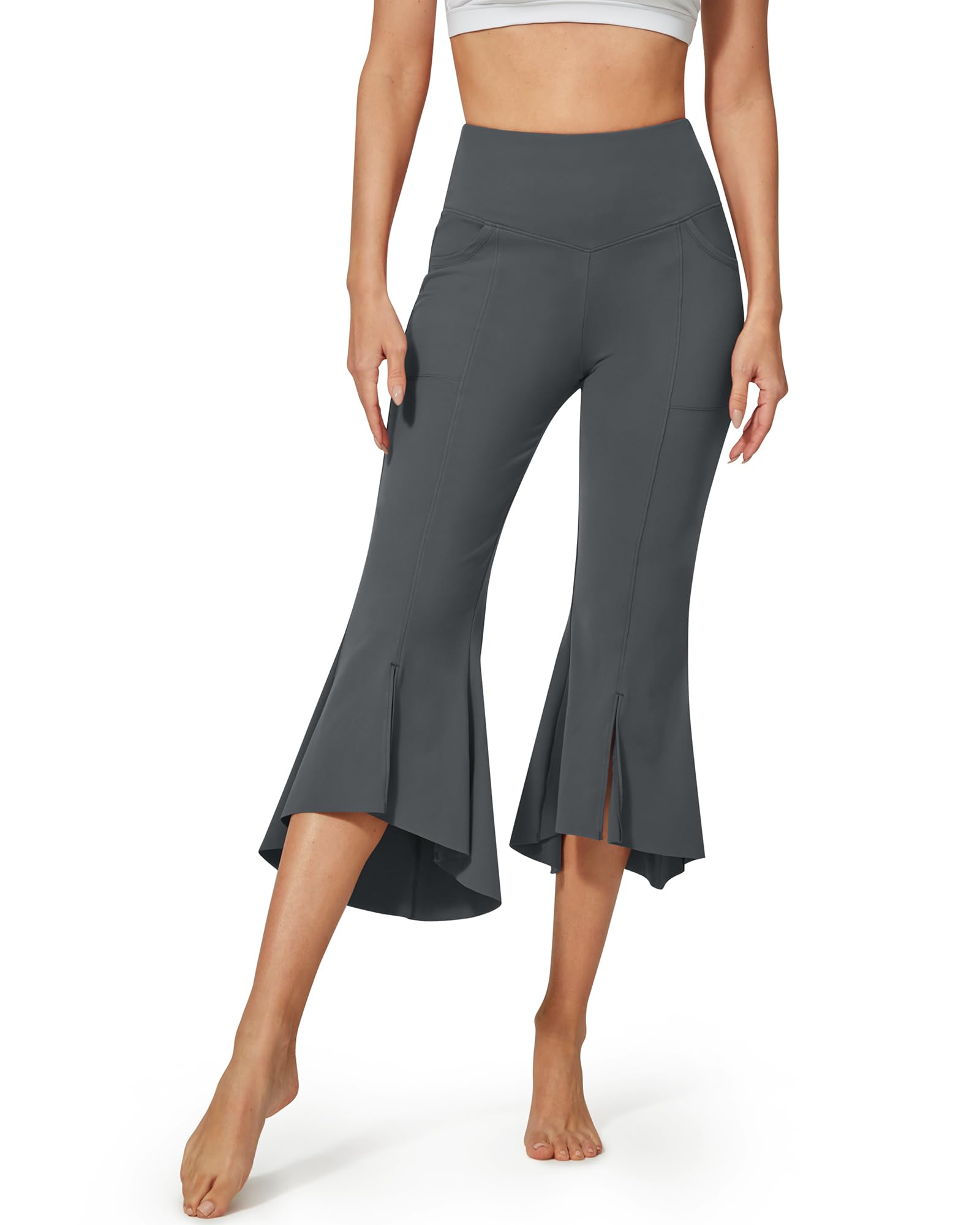 G4Free - EverGoing High-Waist Ruffle Yoga Casual Capri Pants -GF23A140DA-S