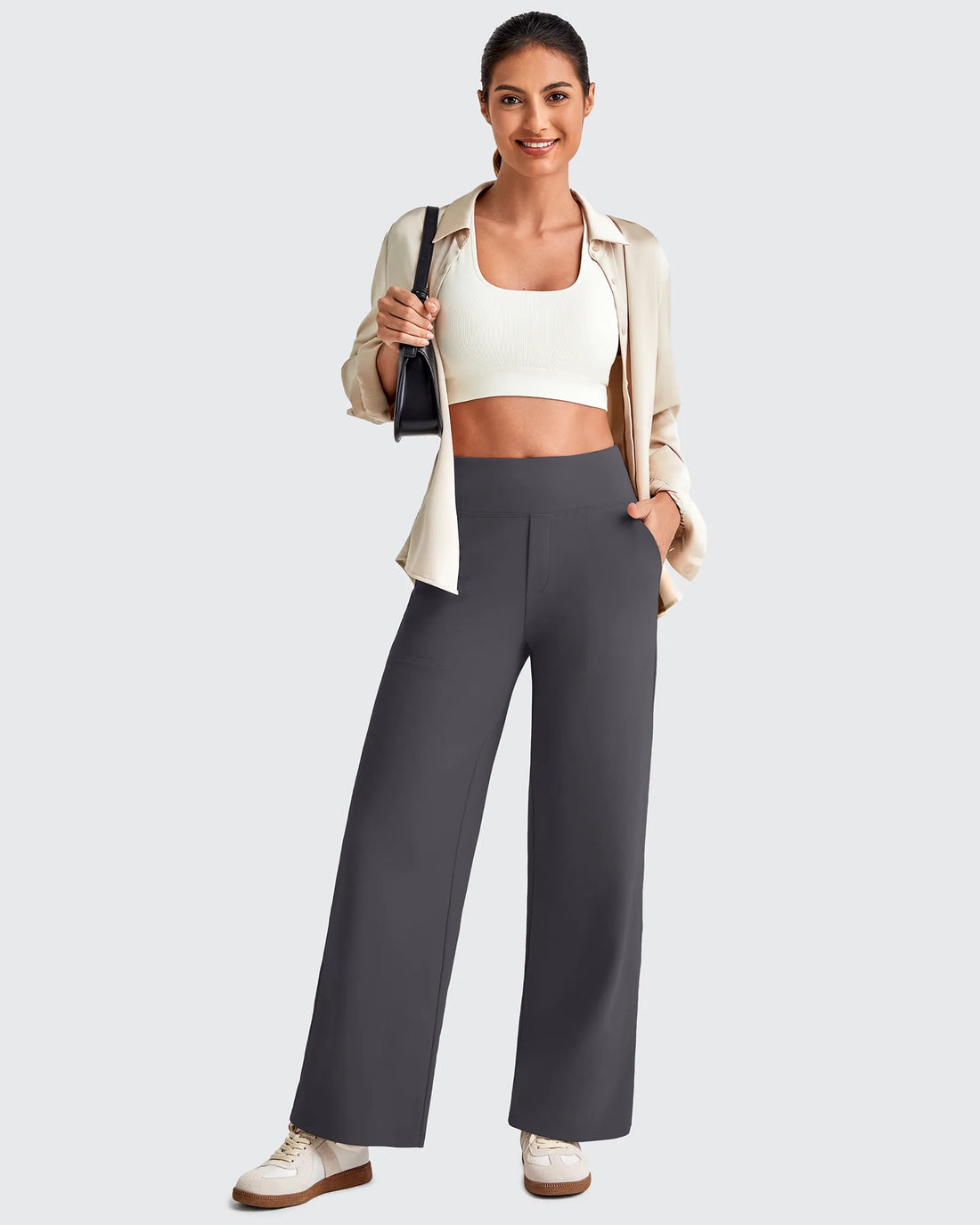 G4Free - EverGoing High Waist Stretch Dressy Cropped Pants Petite -GF25J463BF-XS