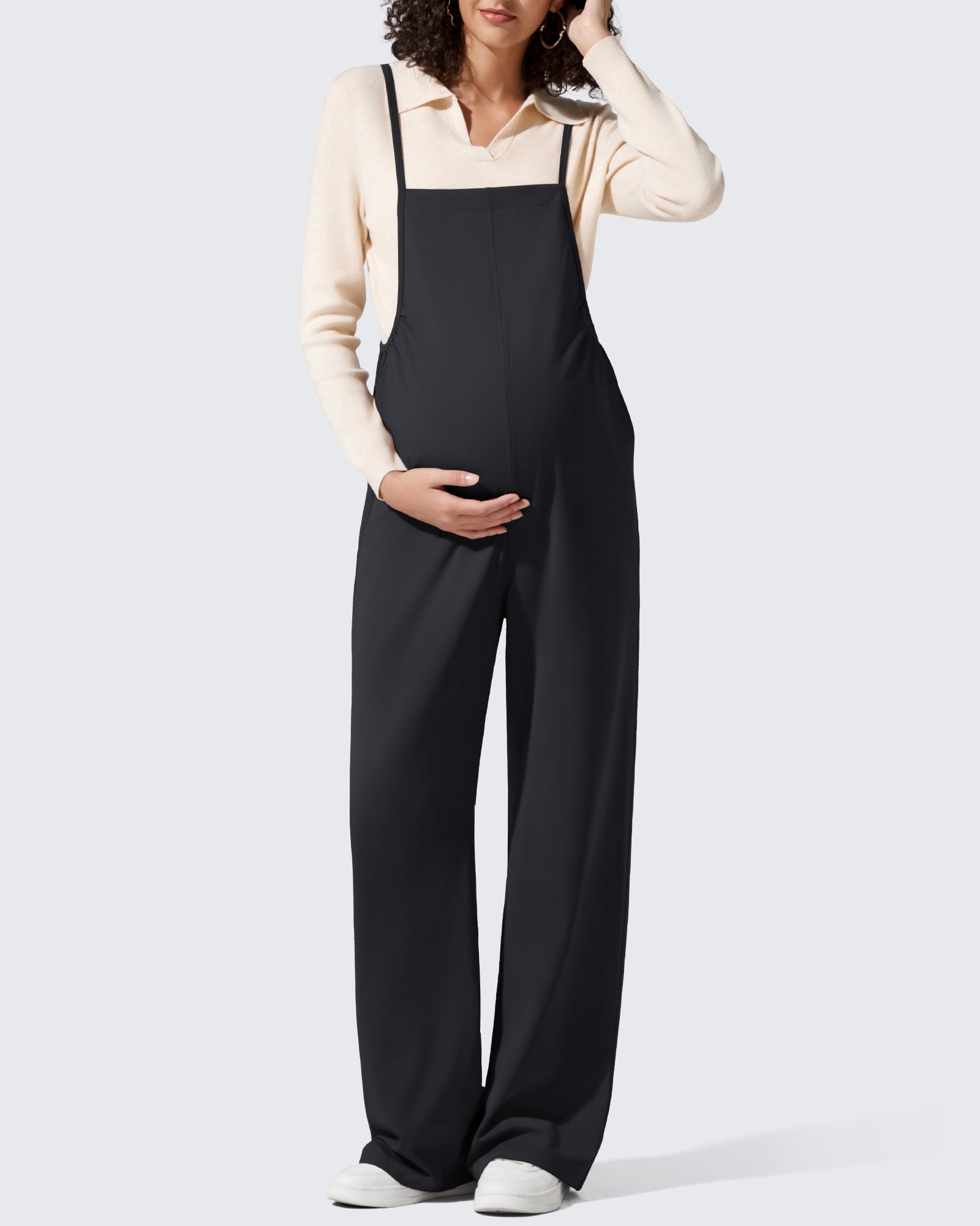 G4Free - EverGoing Maternity Adjustable Strap Wide Leg Rompers -GF25PY674AF-XS