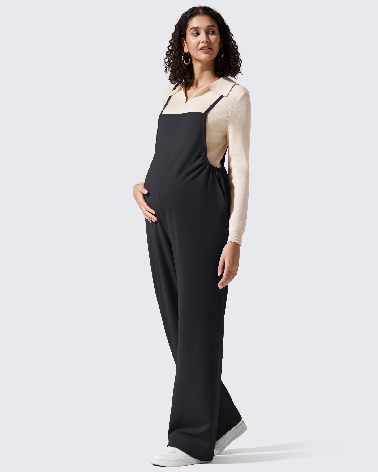 G4Free - EverGoing Maternity Adjustable Strap Wide Leg Rompers -GF25PY674AF-XS