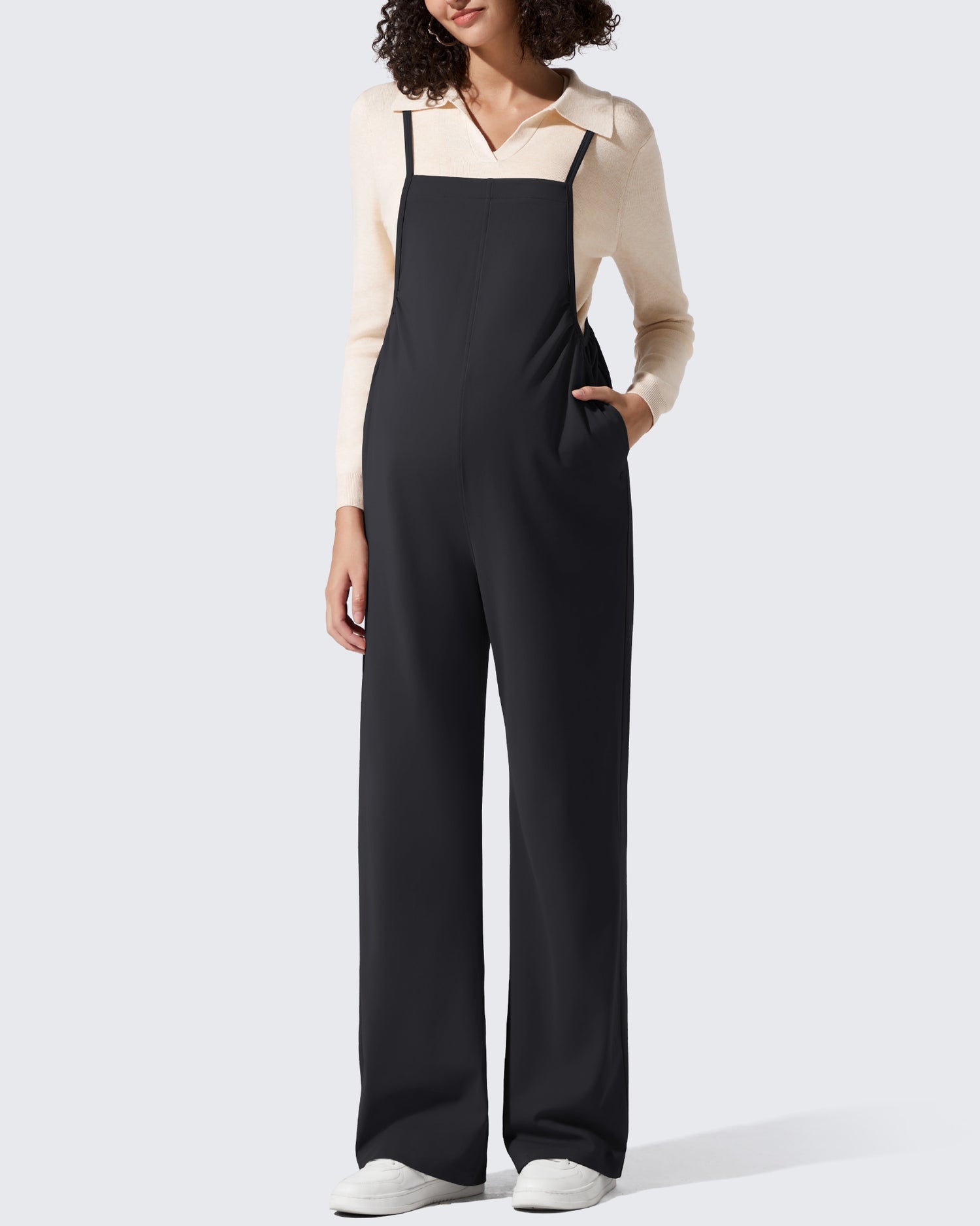 G4Free - EverGoing Maternity Adjustable Strap Wide Leg Rompers -GF25PY674AF-XS