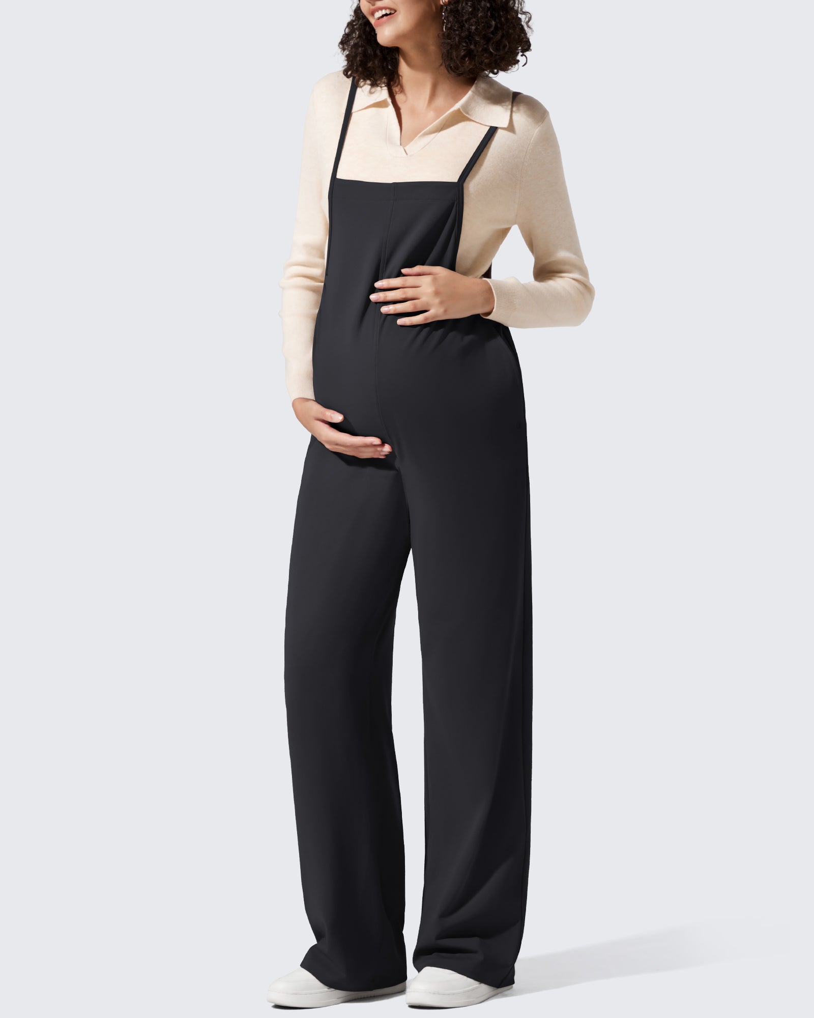 G4Free - EverGoing Maternity Adjustable Strap Wide Leg Rompers -GF25PY674AF-XS