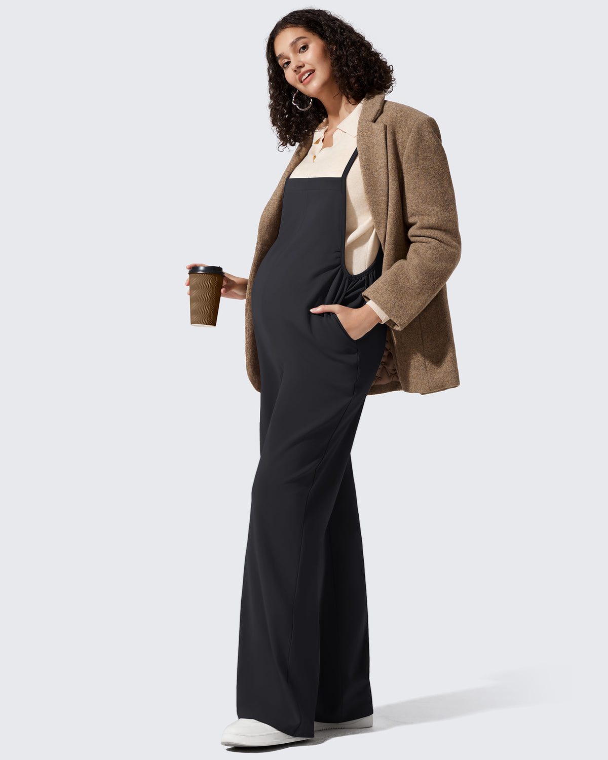 G4Free - EverGoing Maternity Adjustable Strap Wide Leg Rompers -GF25PY674AF-XS