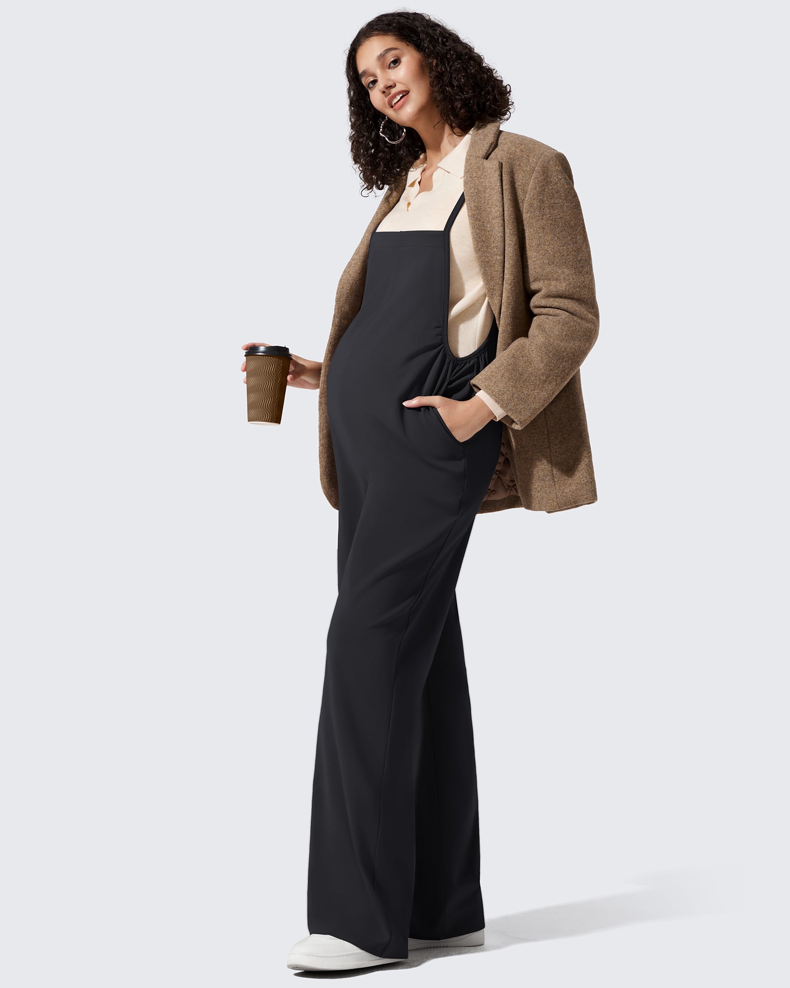 G4Free - EverGoing Maternity Adjustable Strap Wide Leg Rompers -GF25PY674AF-XS