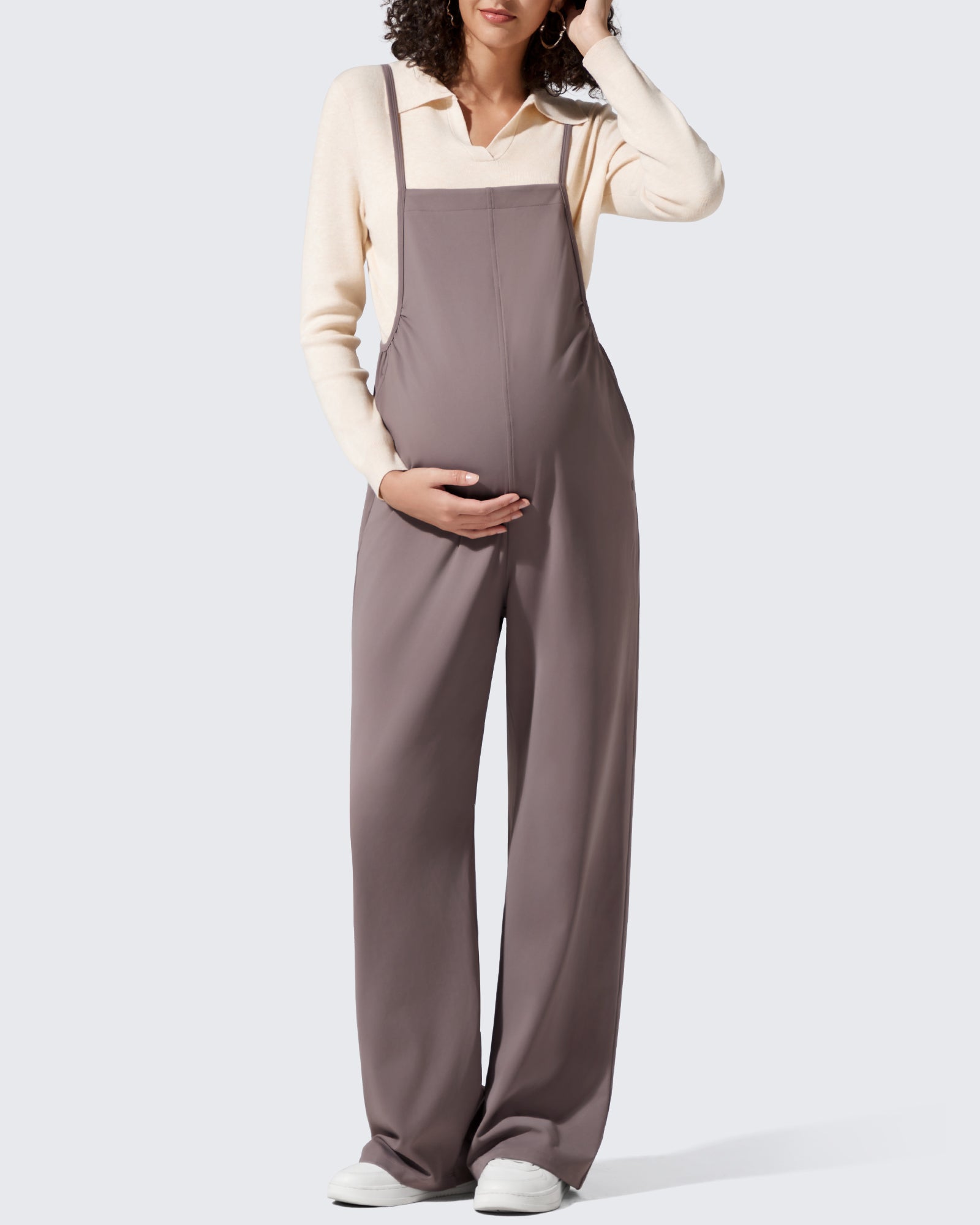 G4Free - EverGoing Maternity Adjustable Strap Wide Leg Rompers -GF25PY674AF-XS