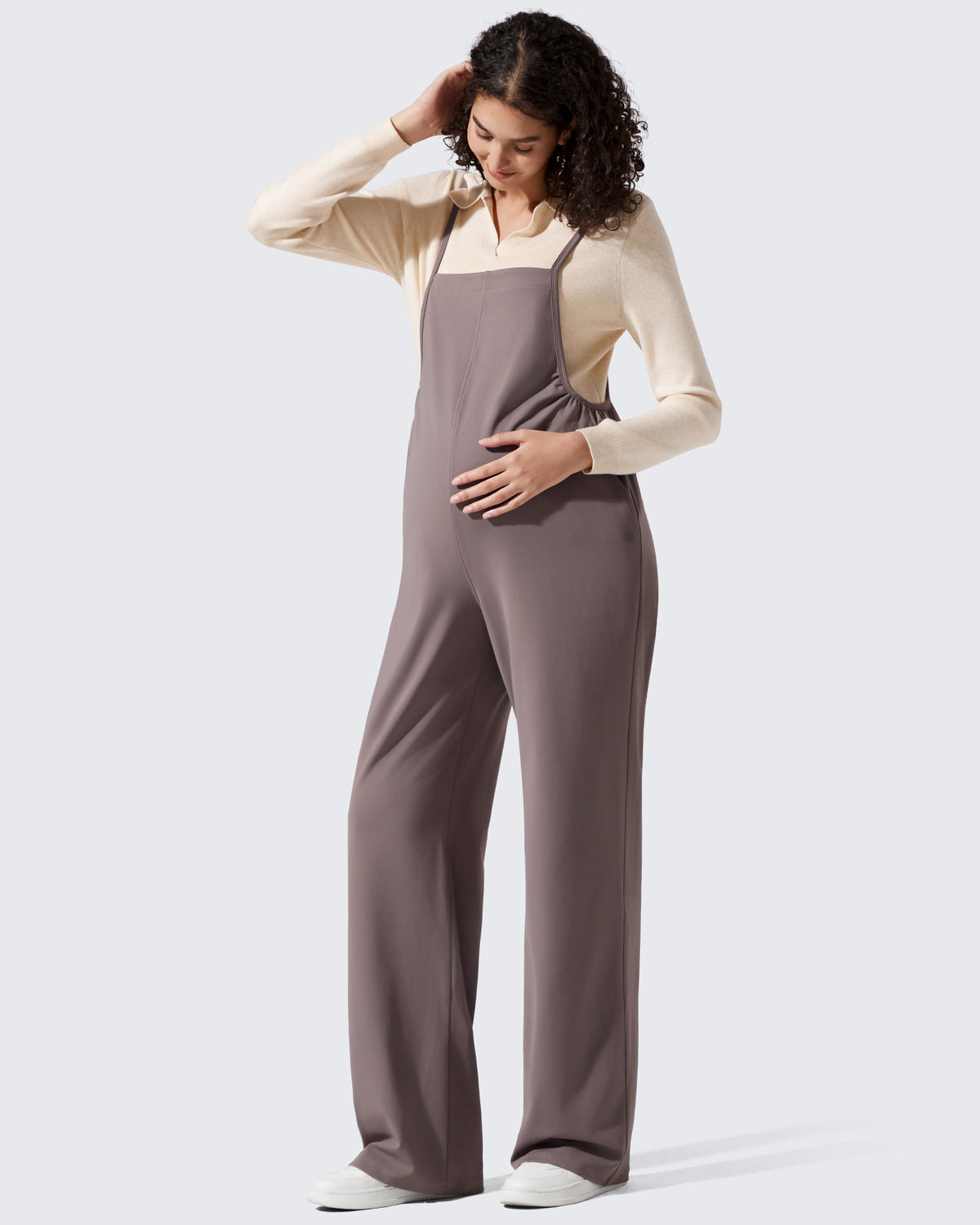 G4Free - EverGoing Maternity Adjustable Strap Wide Leg Rompers -GF25PY674AF-XS