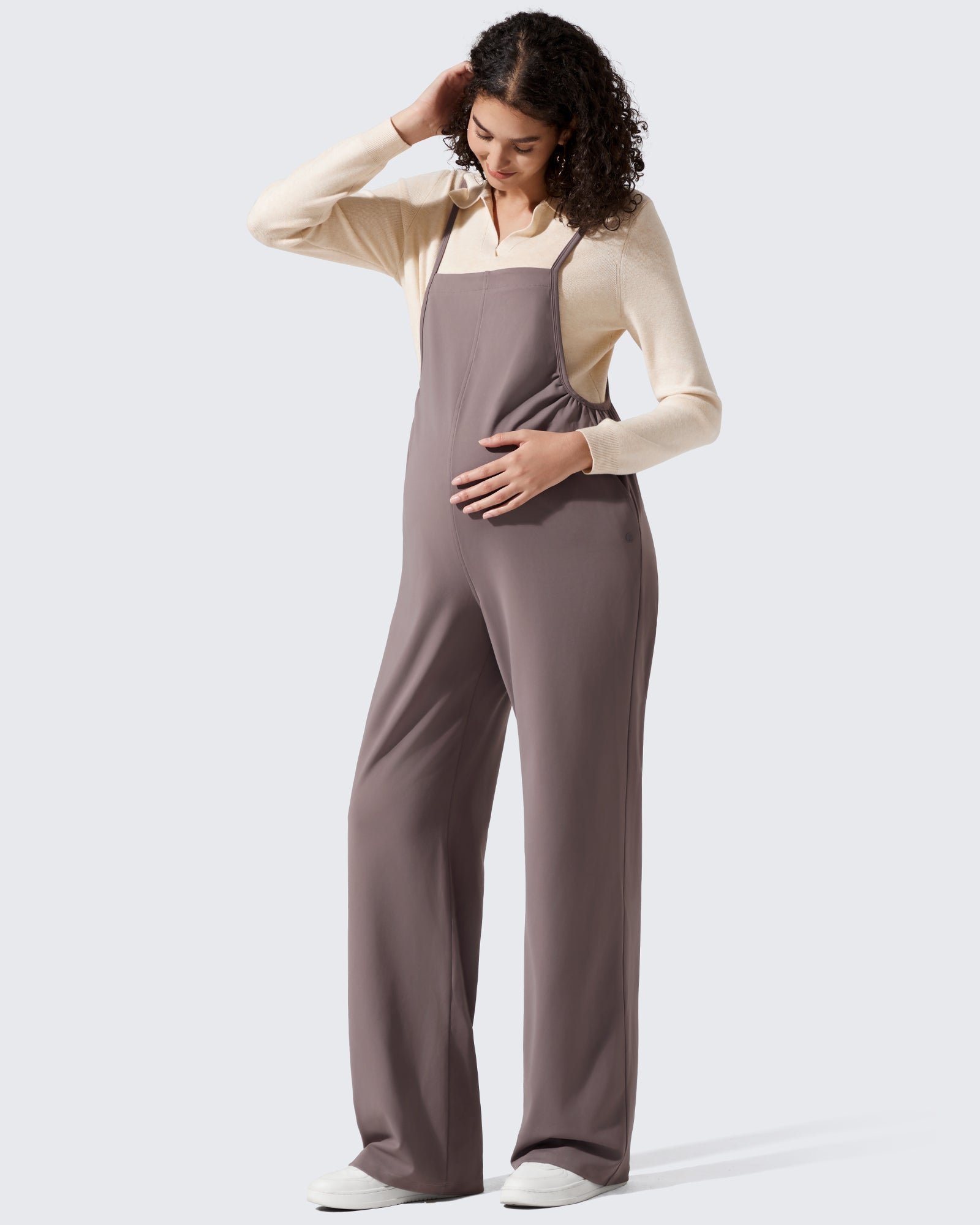 G4Free - EverGoing Maternity Adjustable Strap Wide Leg Rompers -GF25PY674AF-XS