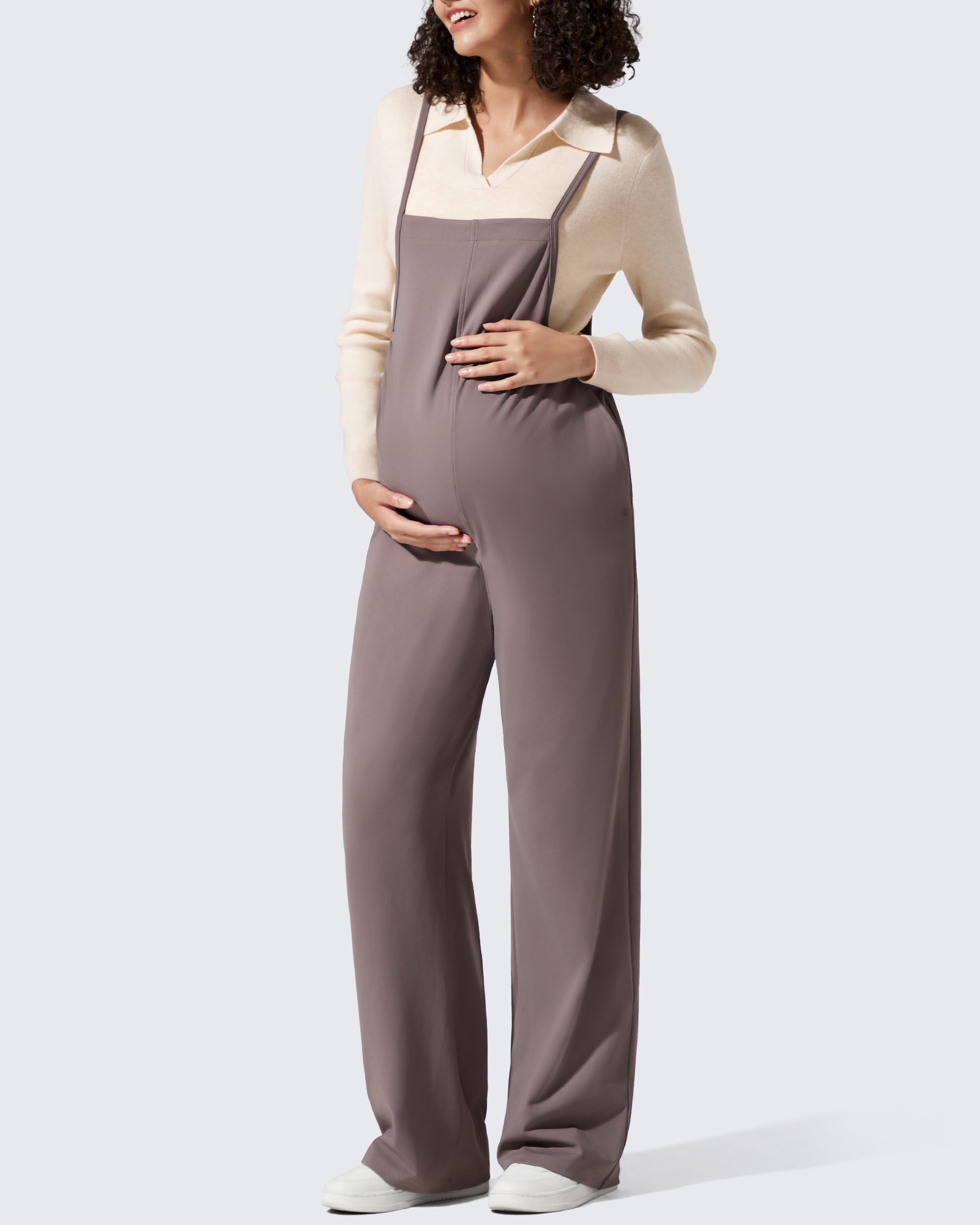 G4Free - EverGoing Maternity Adjustable Strap Wide Leg Rompers -GF25PY674AF-XS
