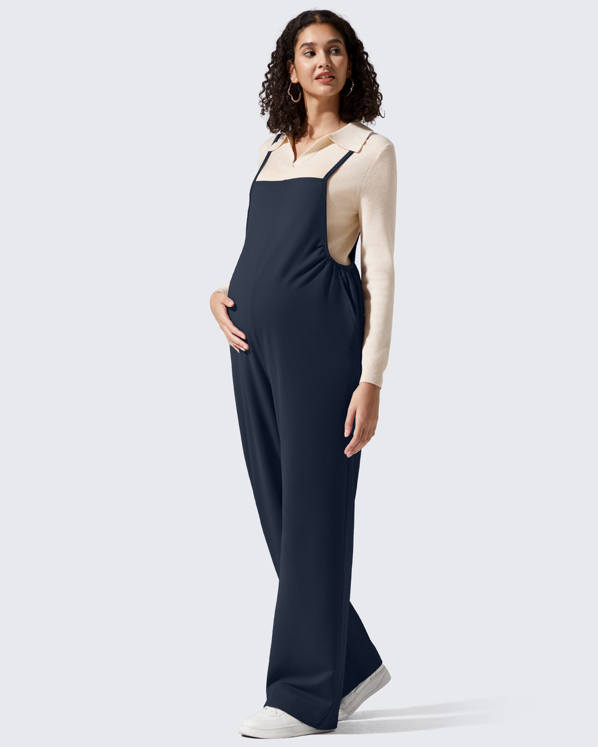 G4Free - EverGoing Maternity Adjustable Strap Wide Leg Rompers -GF25PY674AF-XS