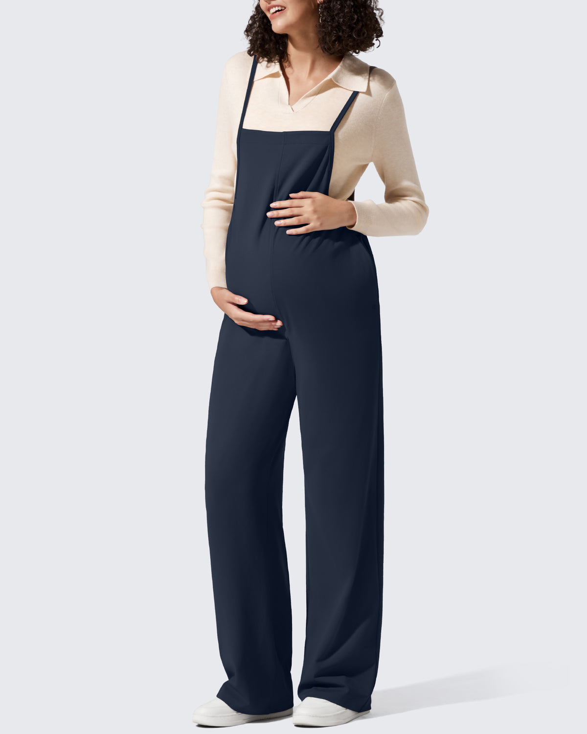 G4Free - EverGoing Maternity Adjustable Strap Wide Leg Rompers -GF25PY674AF-XS