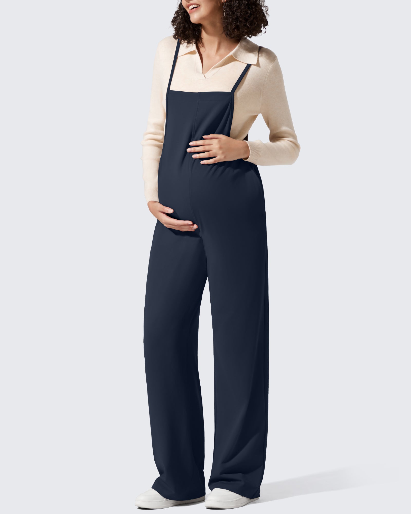 G4Free - EverGoing Maternity Adjustable Strap Wide Leg Rompers -GF25PY674AF-XS