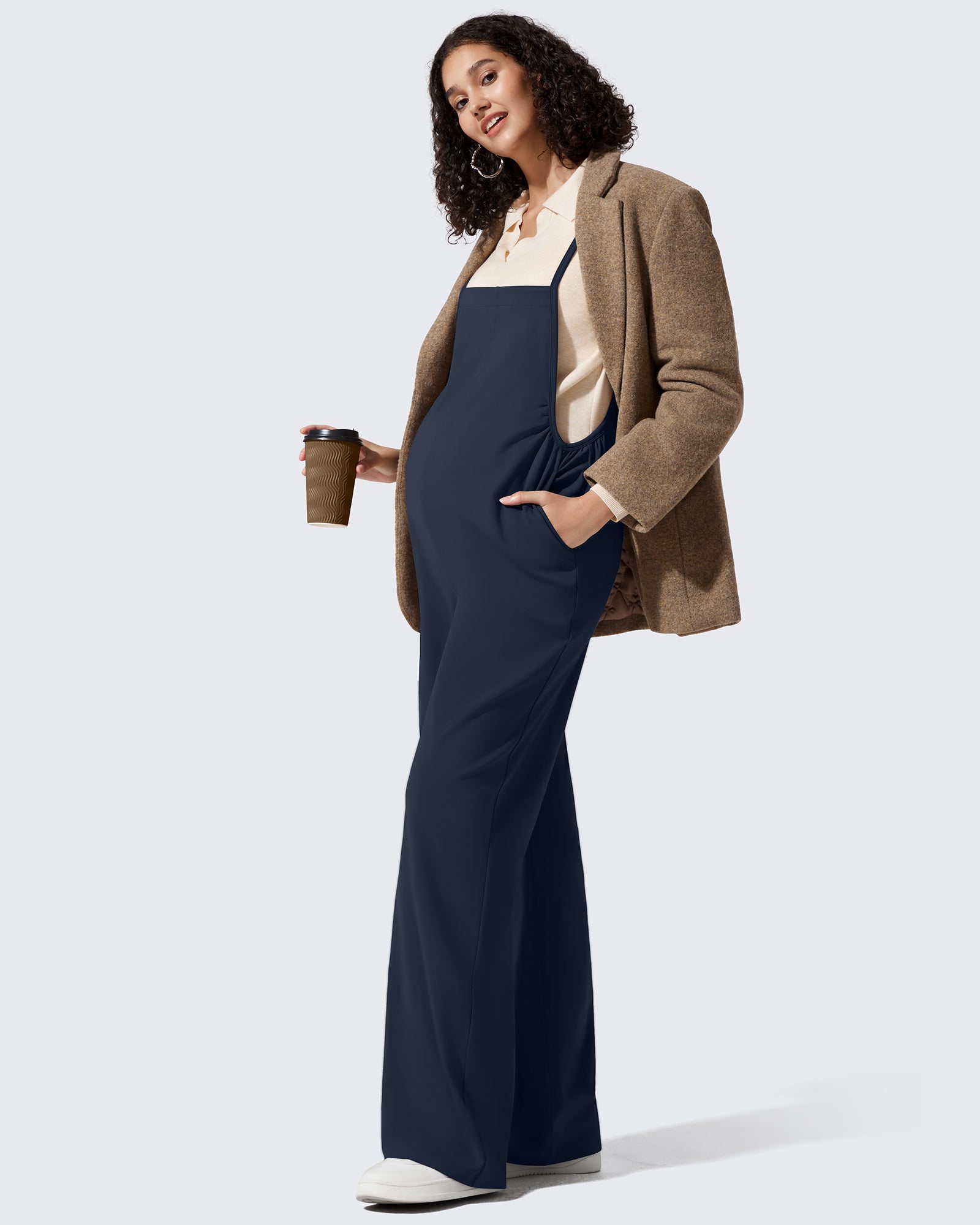 G4Free - EverGoing Maternity Adjustable Strap Wide Leg Rompers -GF25PY674AF-XS