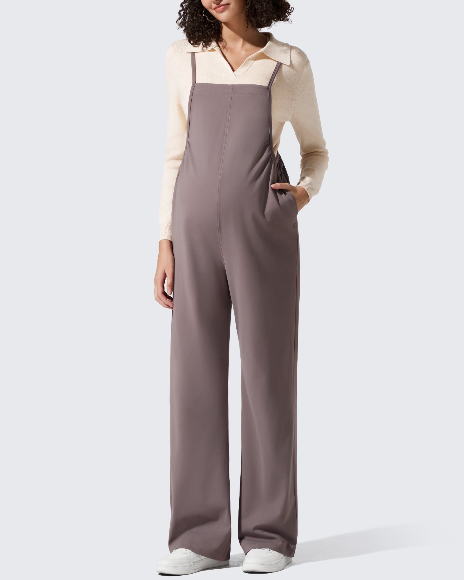 G4Free - EverGoing Maternity Adjustable Strap Wide Leg Rompers -GF25PY674CF-XS