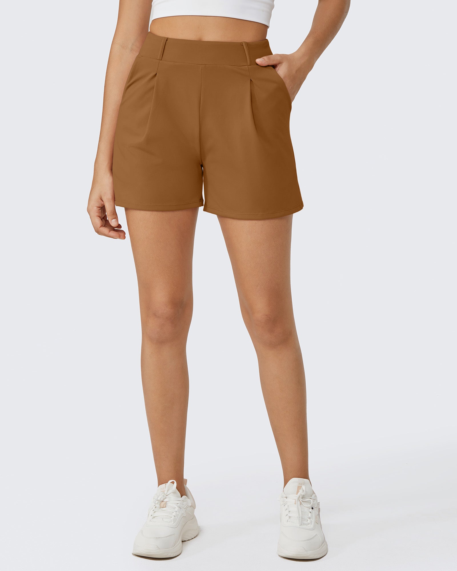 G4Free - EverGoing Pleated Casual Dress Shorts with Belt Loops -GF24E200AF-XS