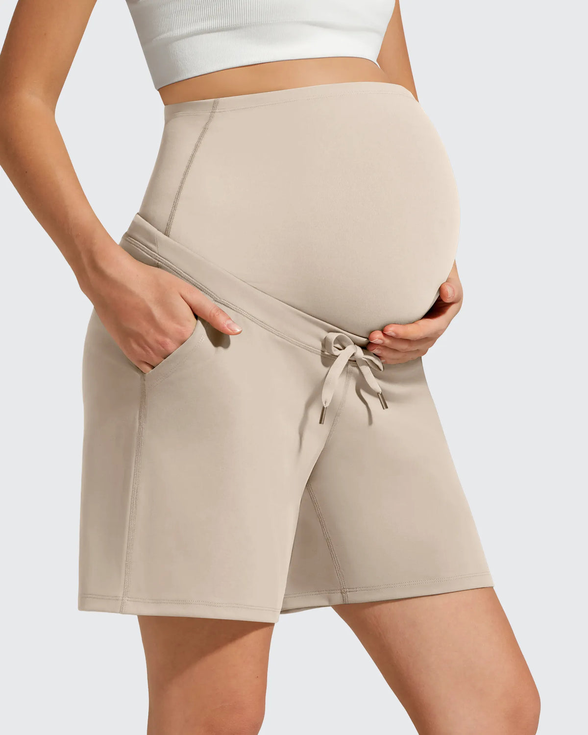 G4Free - EverGoing Pockets Drawstring Over The Belly Pregnancy Shorts -GF26EY797F001A-S