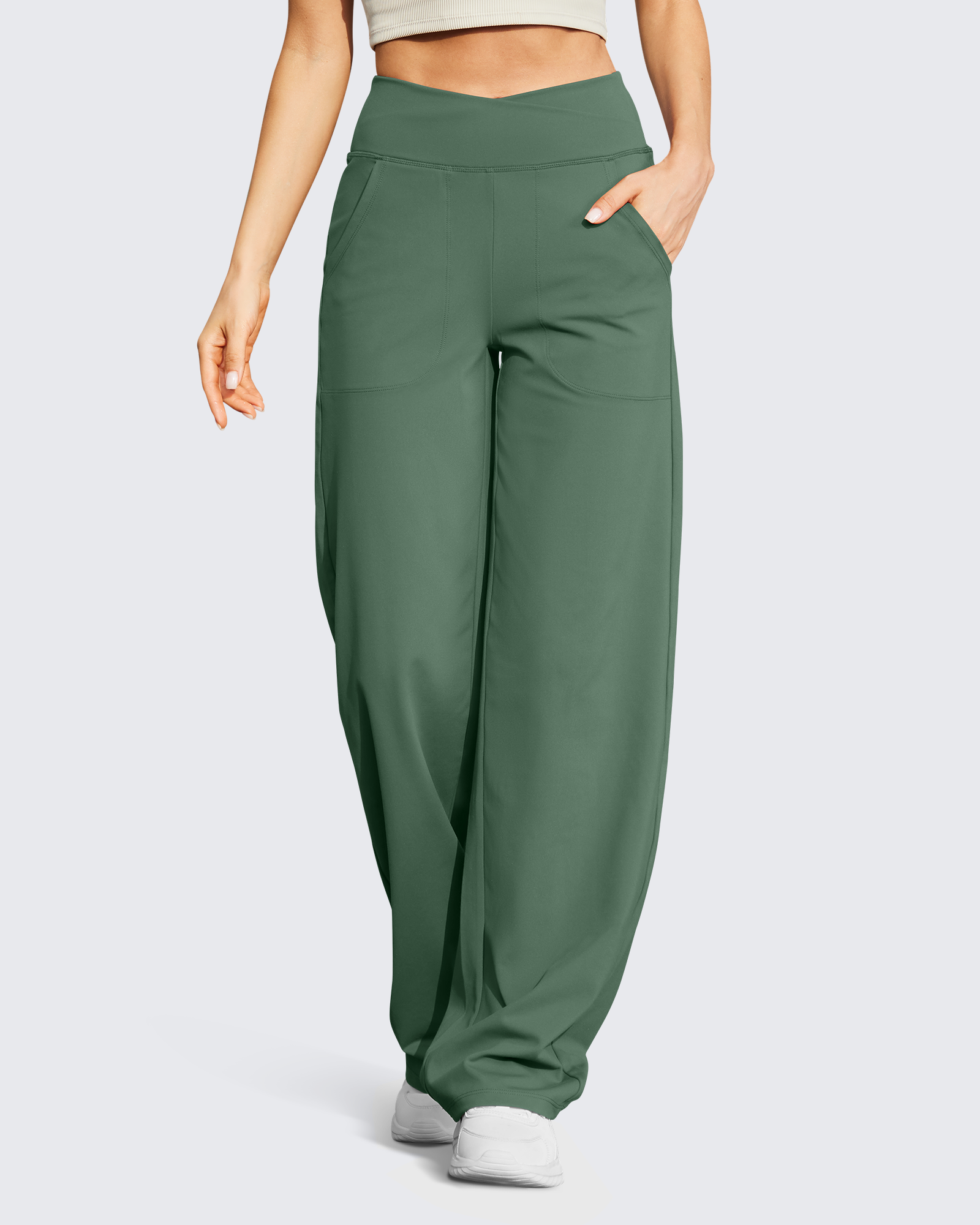 G4Free - EverGoing V Waist Wide Leg Pants Casual Yoga 33'' -GF23D171CA-S