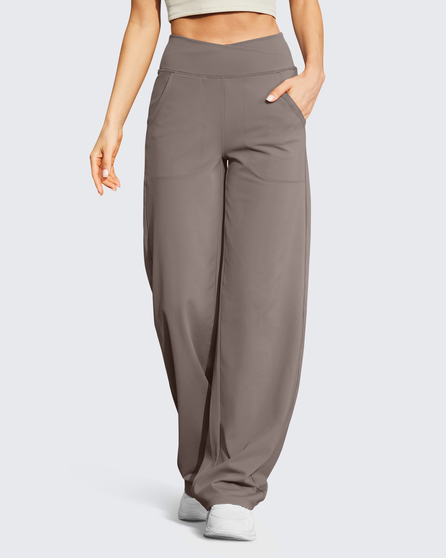 G4Free - EverGoing V Waist Wide Leg Pants Casual Yoga 33'' -GF23D171CA-S