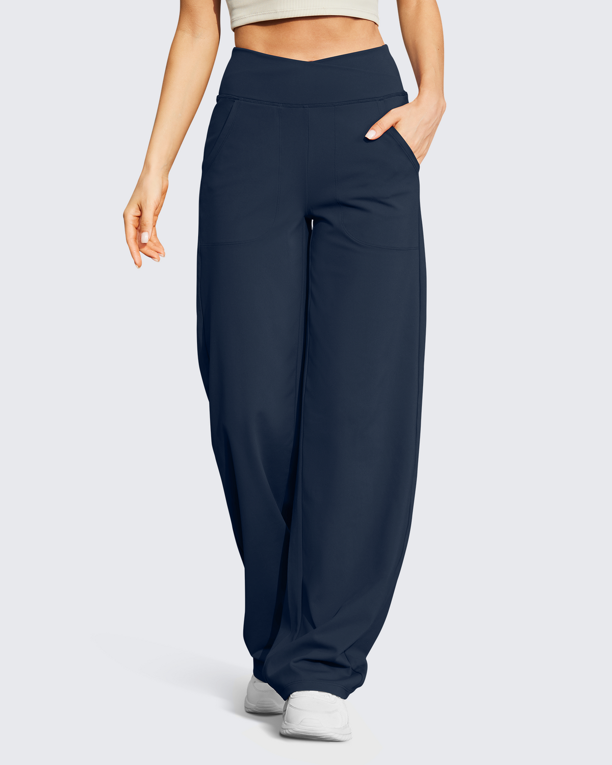 G4Free - EverGoing V Waist Wide Leg Pants Casual Yoga 33'' -GF23D171GA-S
