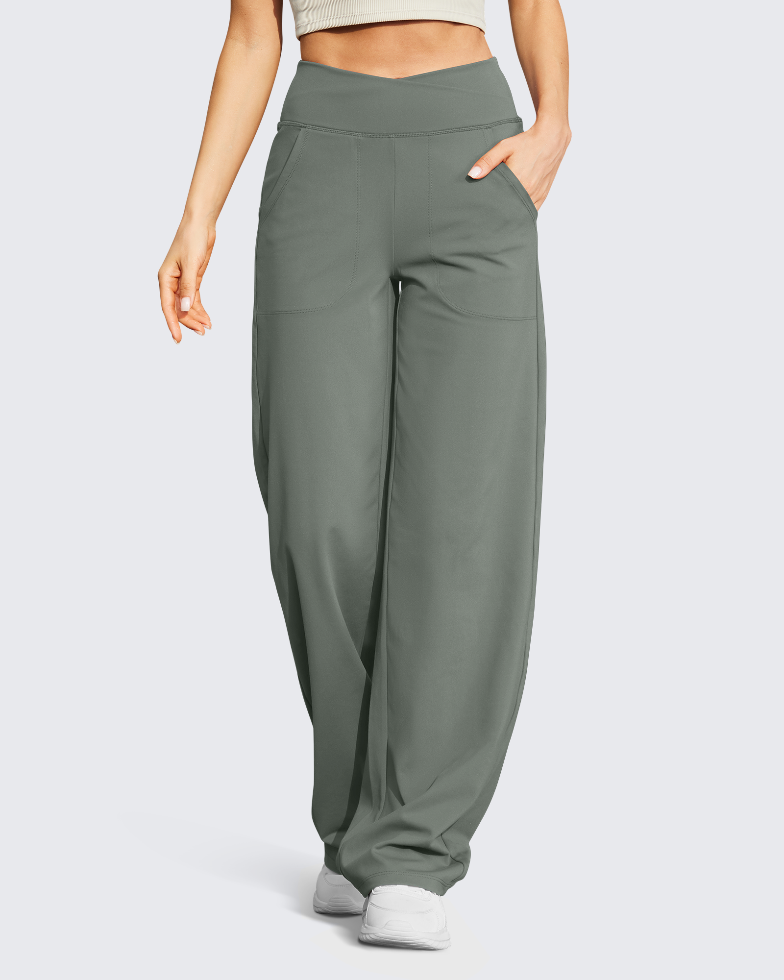 G4Free - EverGoing V Waist Wide Leg Pants Casual Yoga 33'' -GF23D171JA-S