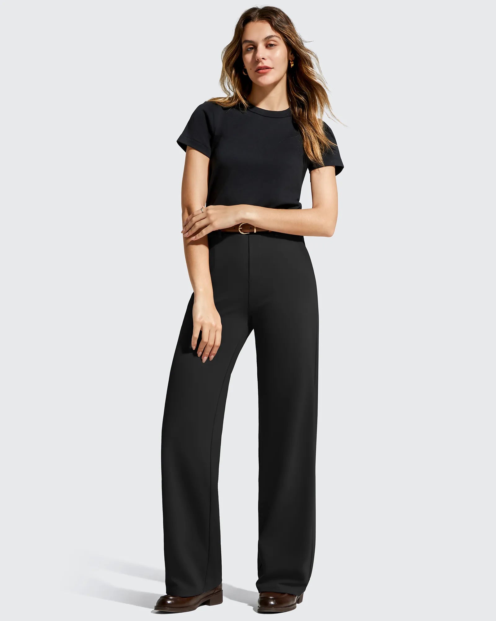 G4Free - EverGoing Wide Leg  Belt Loops High-Waist Dress Pants -GF26J801A001A-S
