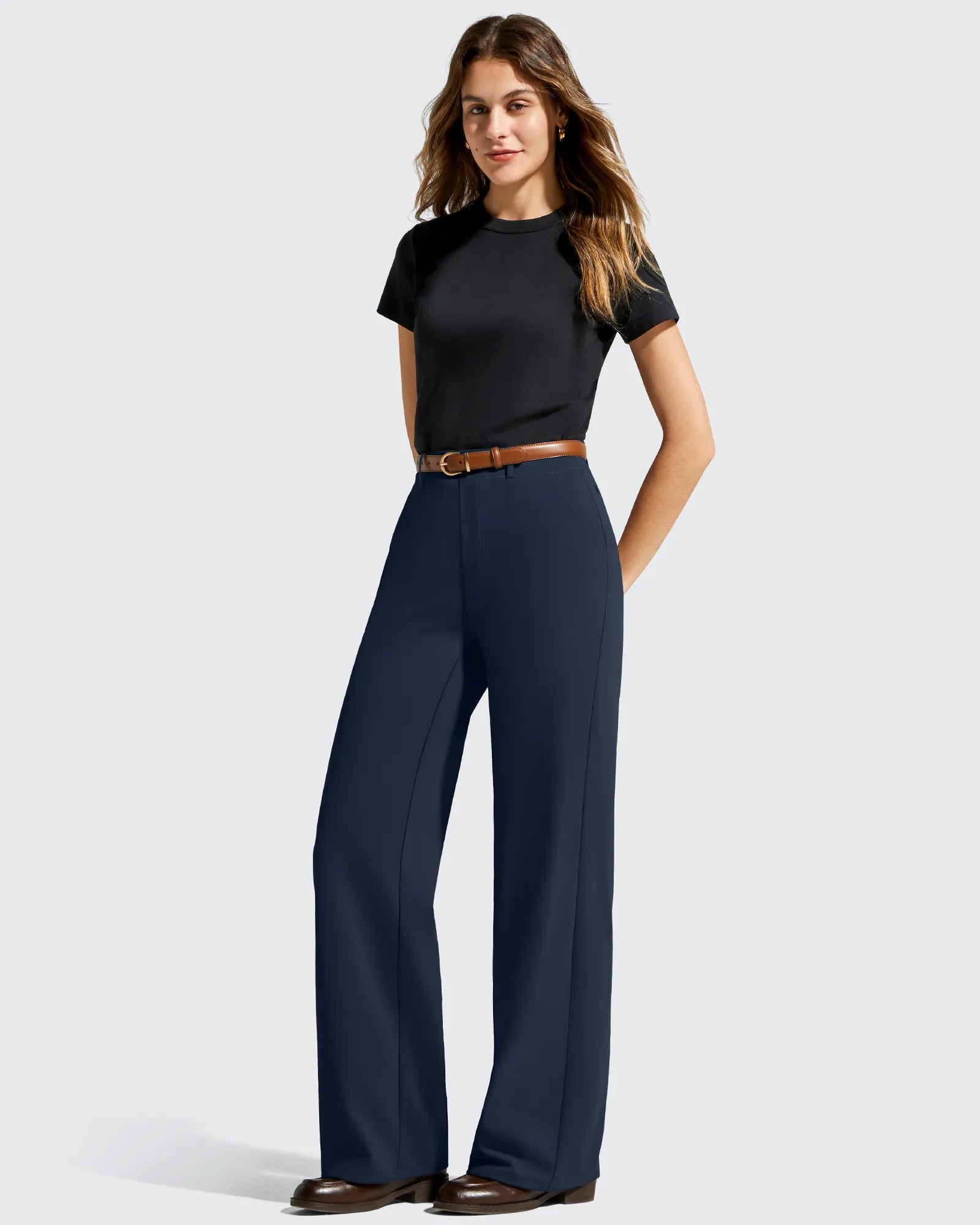 G4Free - EverGoing Wide Leg  Belt Loops High-Waist Dress Pants -GF26J801A001A-S