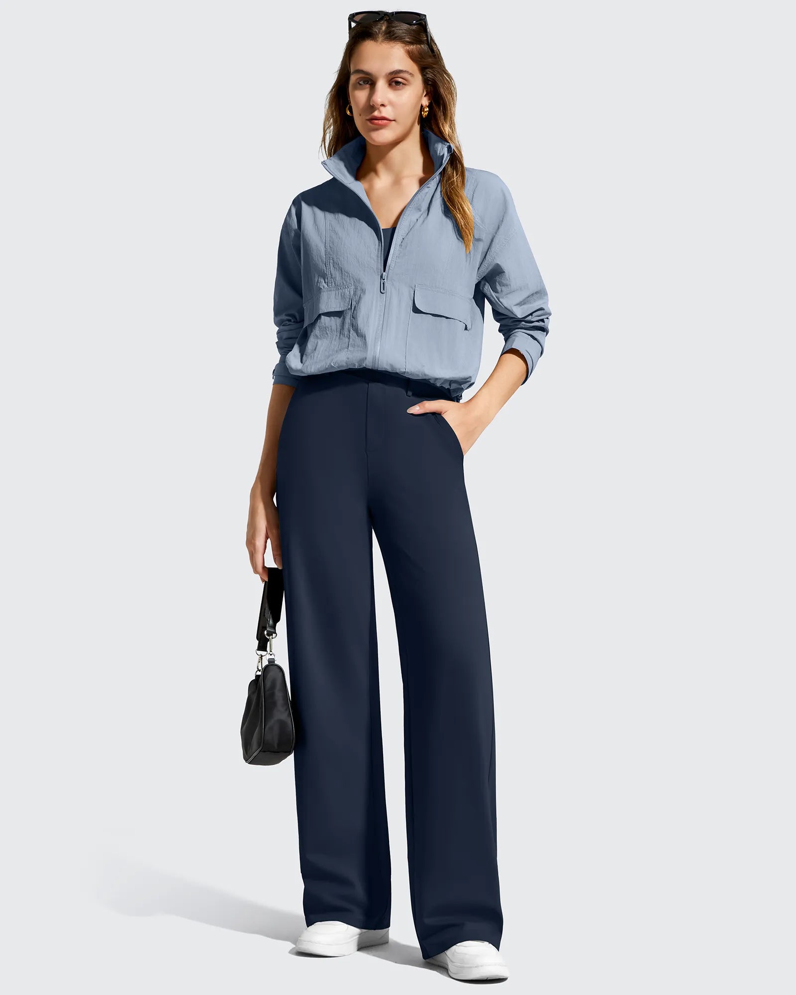 G4Free - EverGoing Wide Leg  Belt Loops High-Waist Dress Pants -GF26J801A001A-S